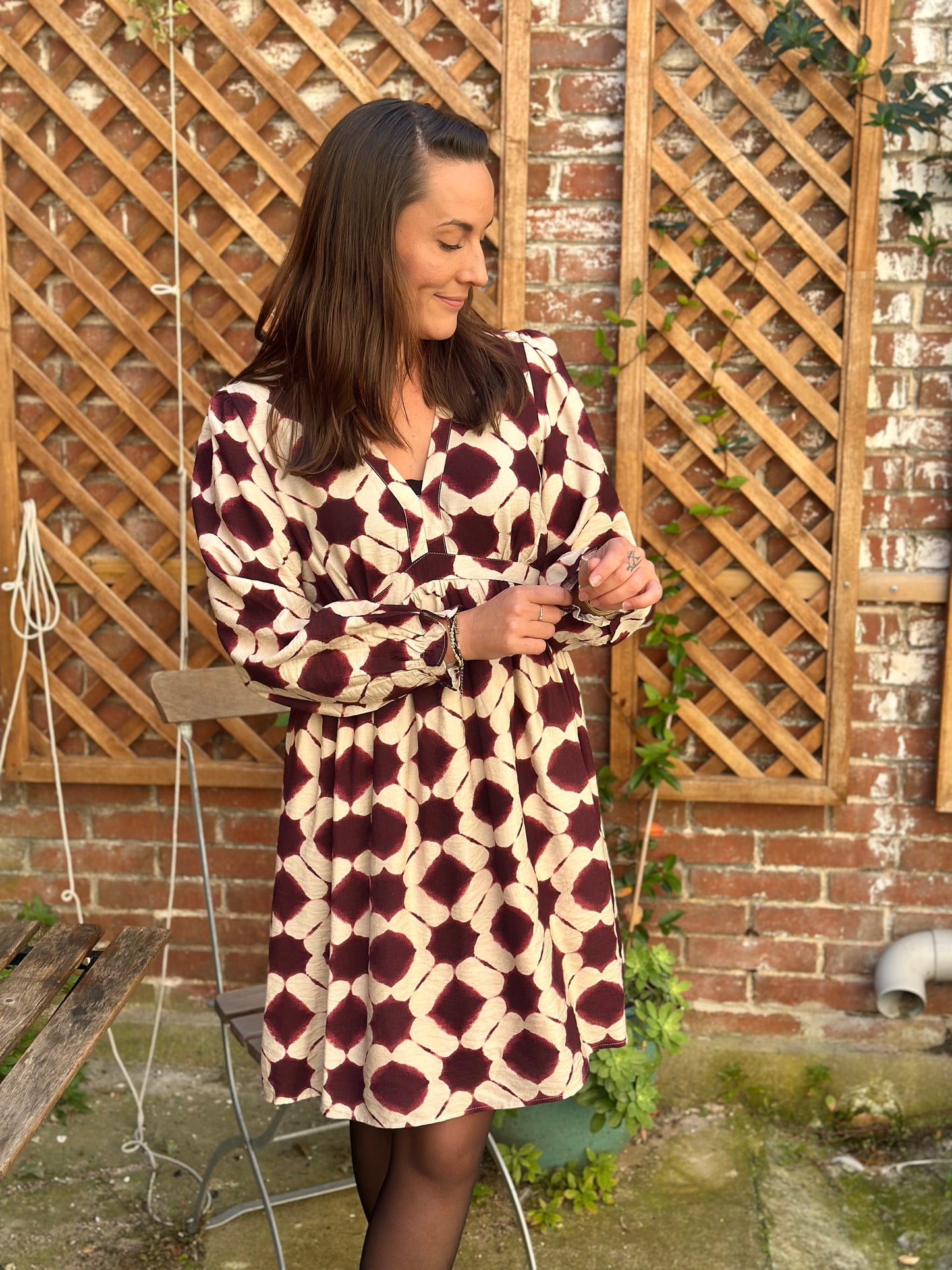 Robe imprimée bordeaux