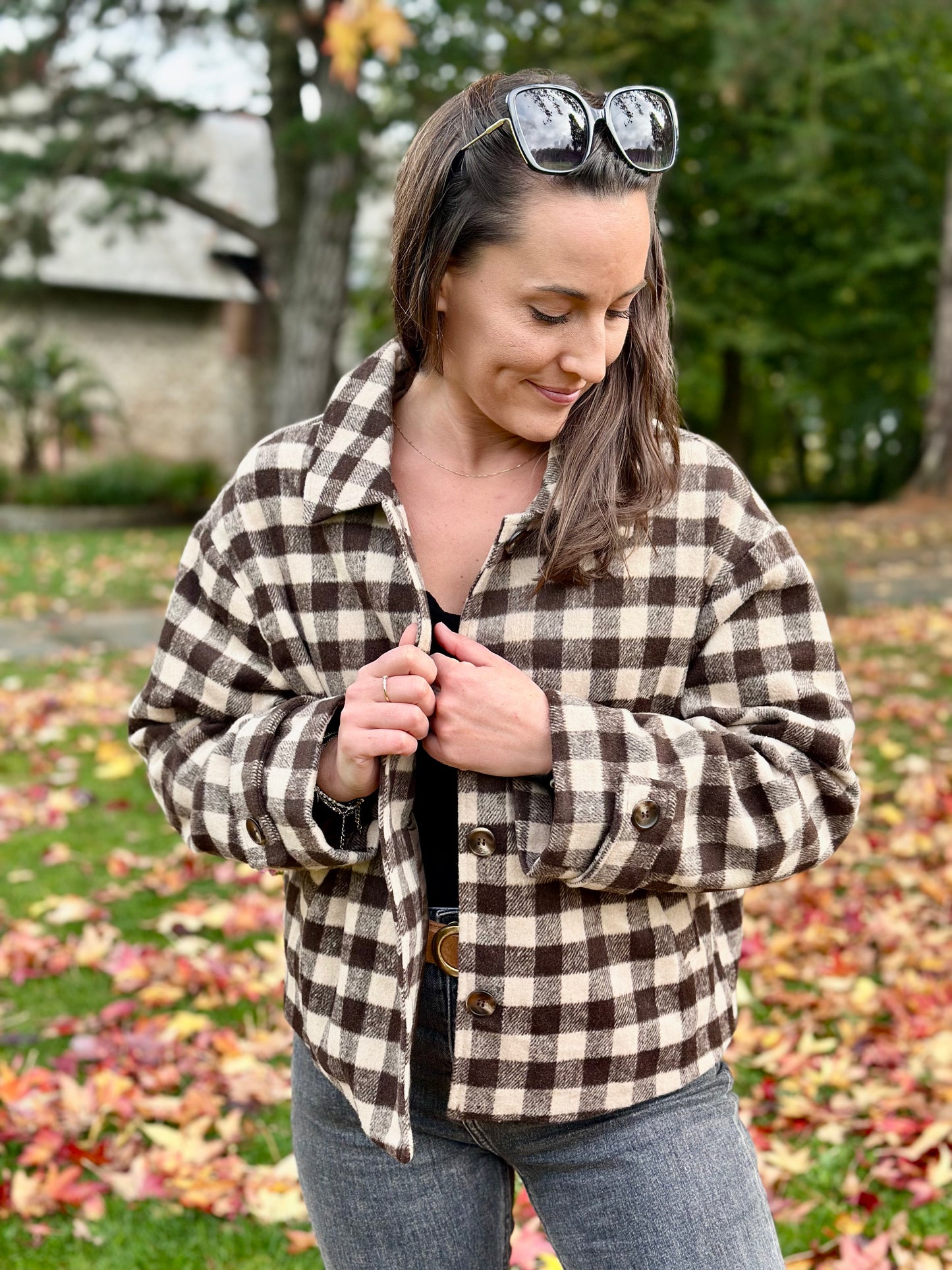 Veste à carreaux lainage