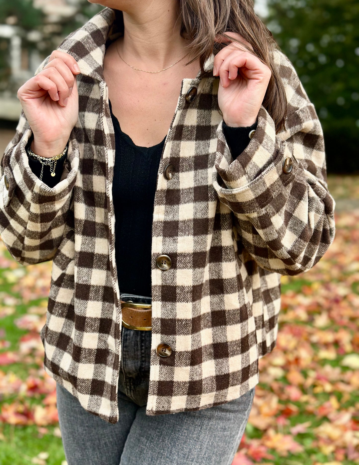 Veste à carreaux lainage
