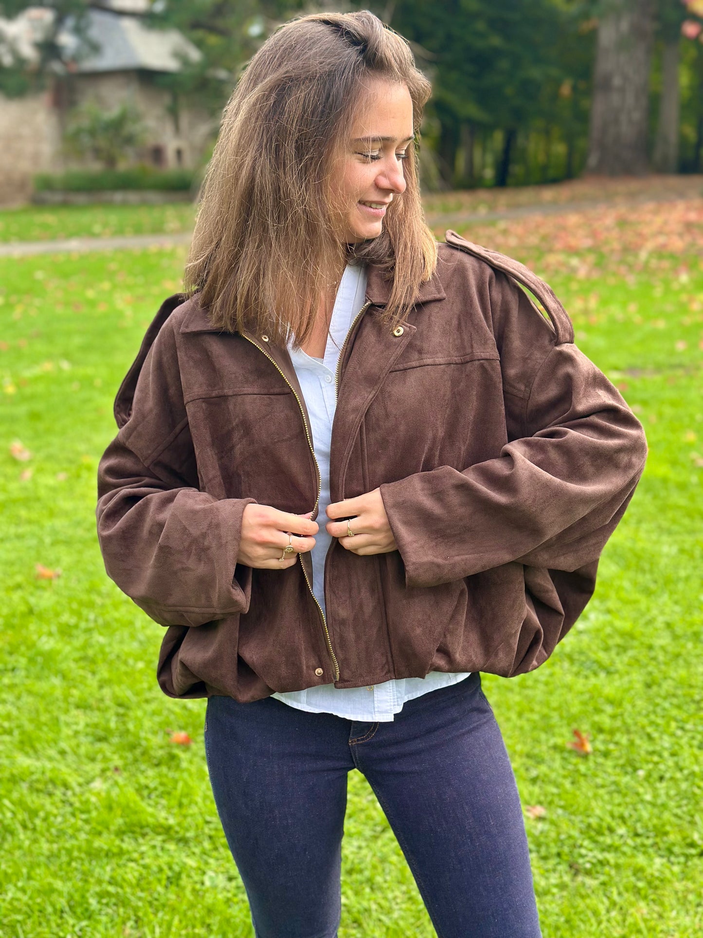 Veste suédine Marron