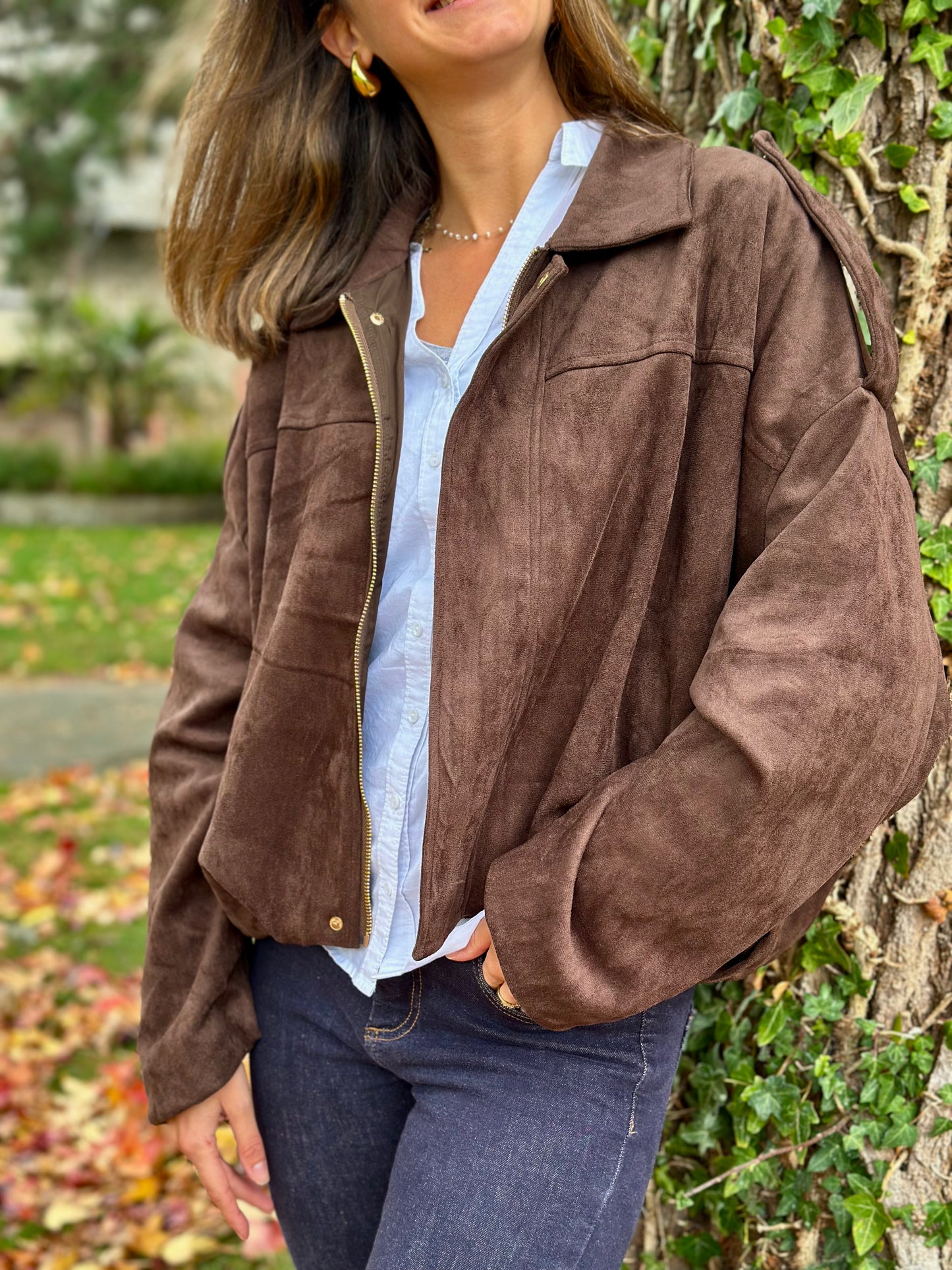 Veste suédine Marron