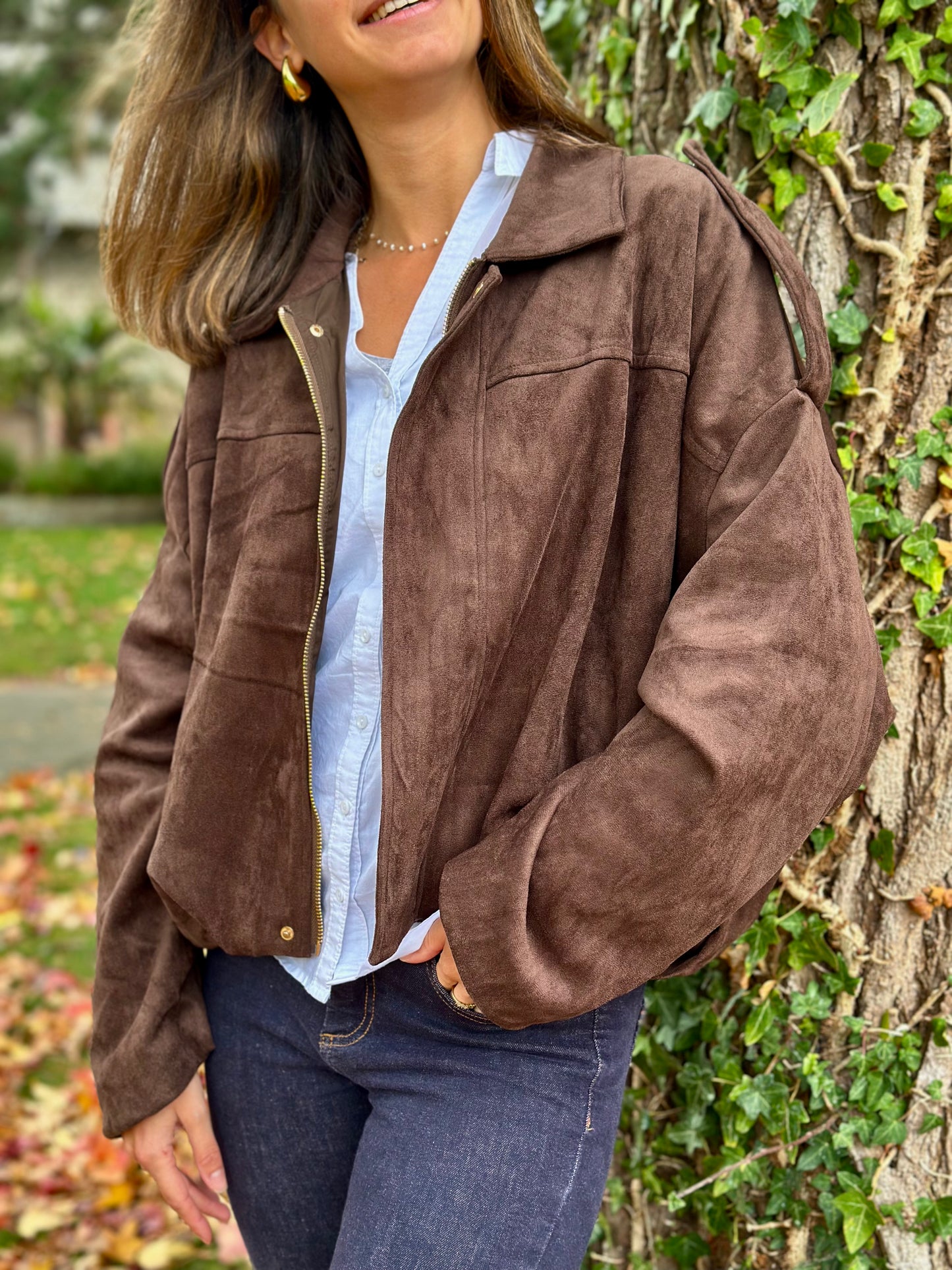 Veste suédine Marron