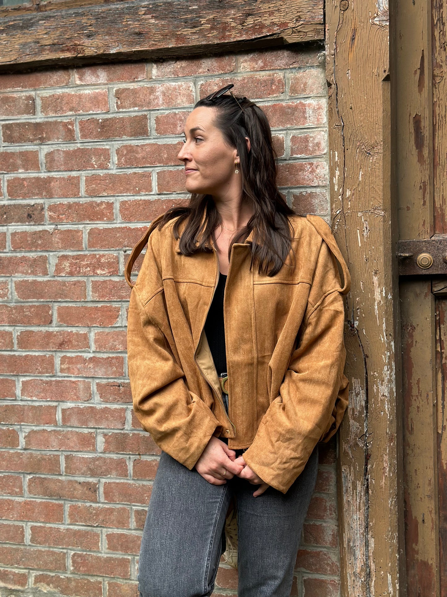 Veste suédine Camel