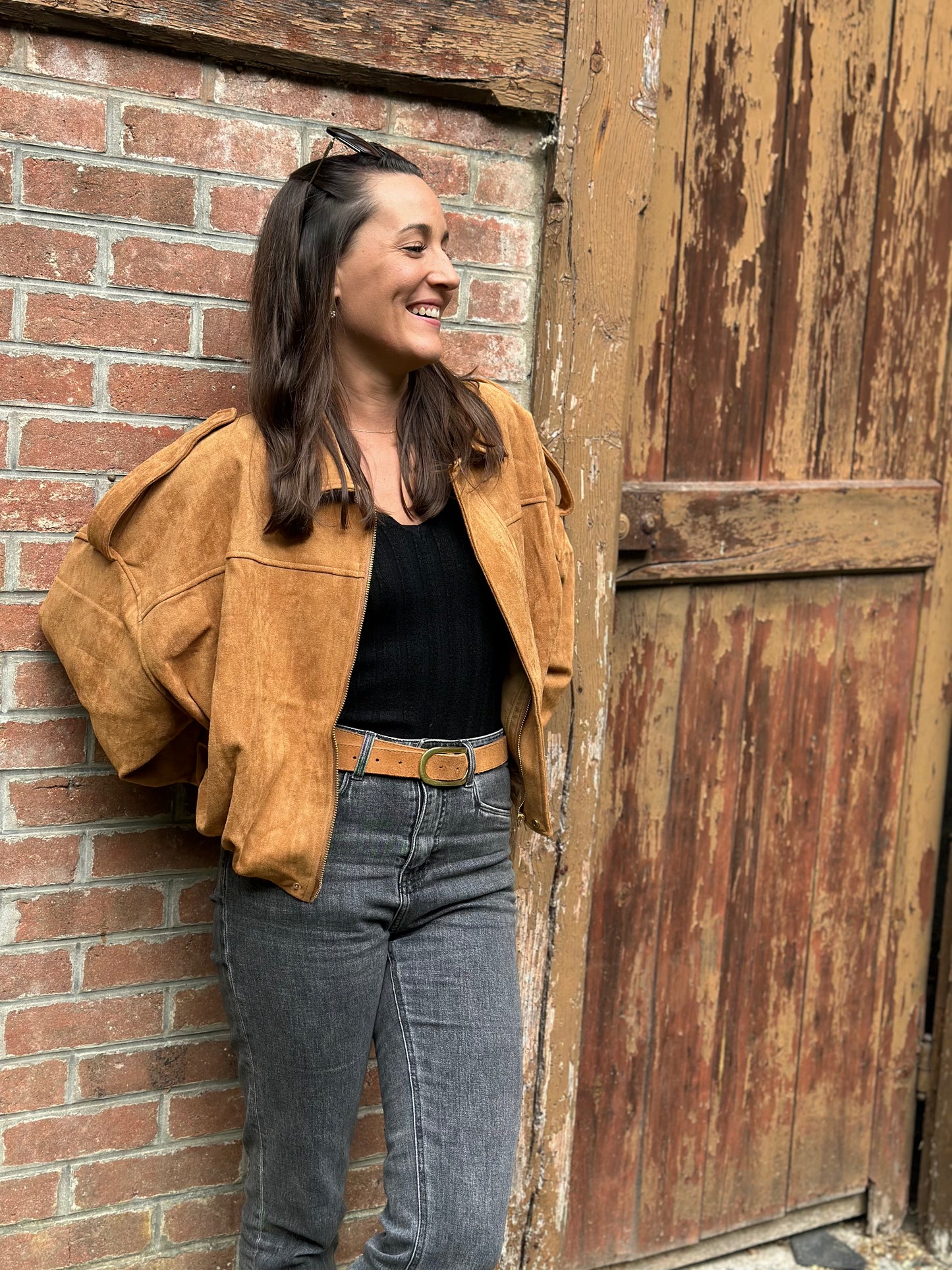 Veste suédine Camel