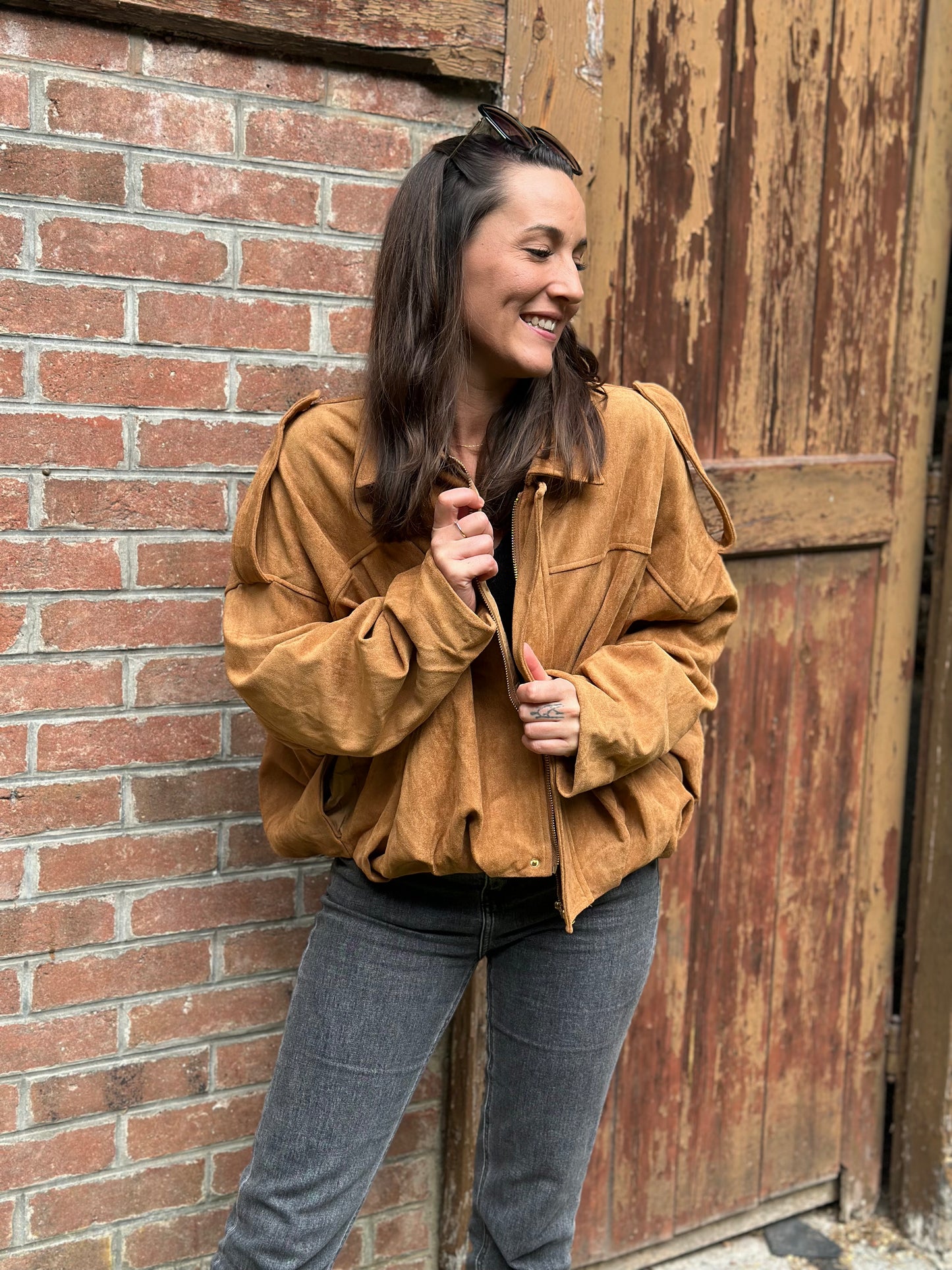 Veste suédine Camel