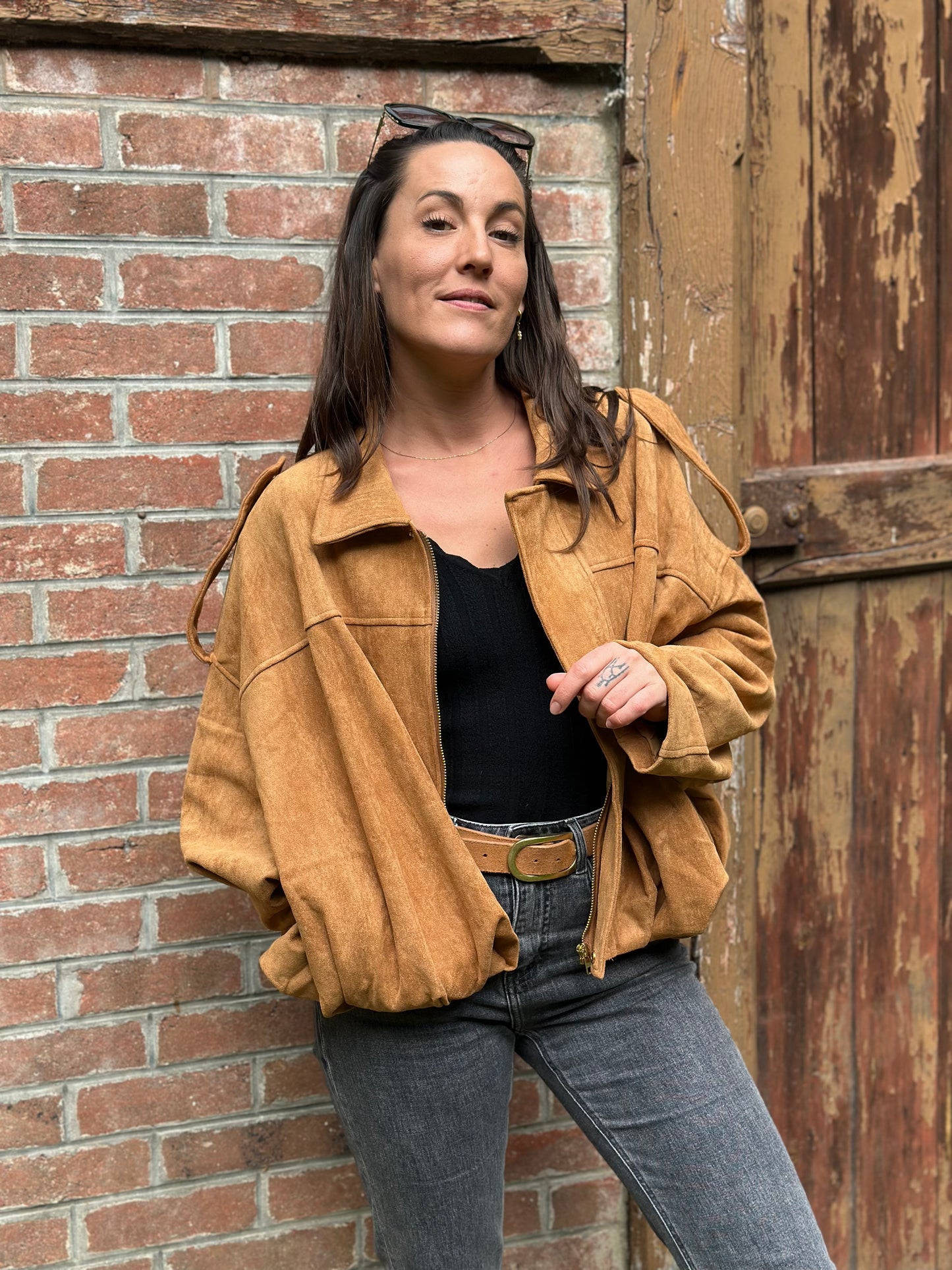 Veste suédine Camel