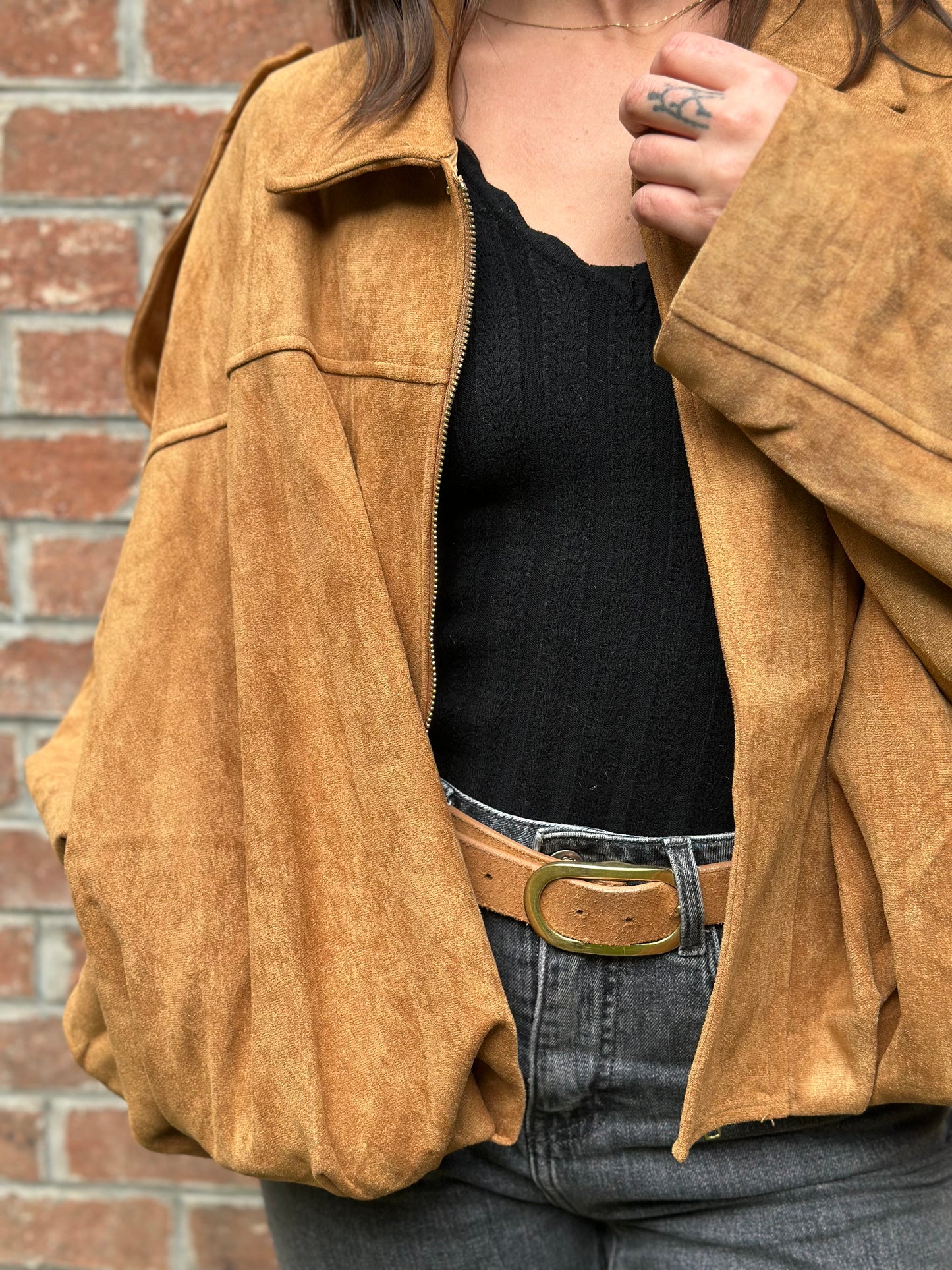 Veste suédine Camel