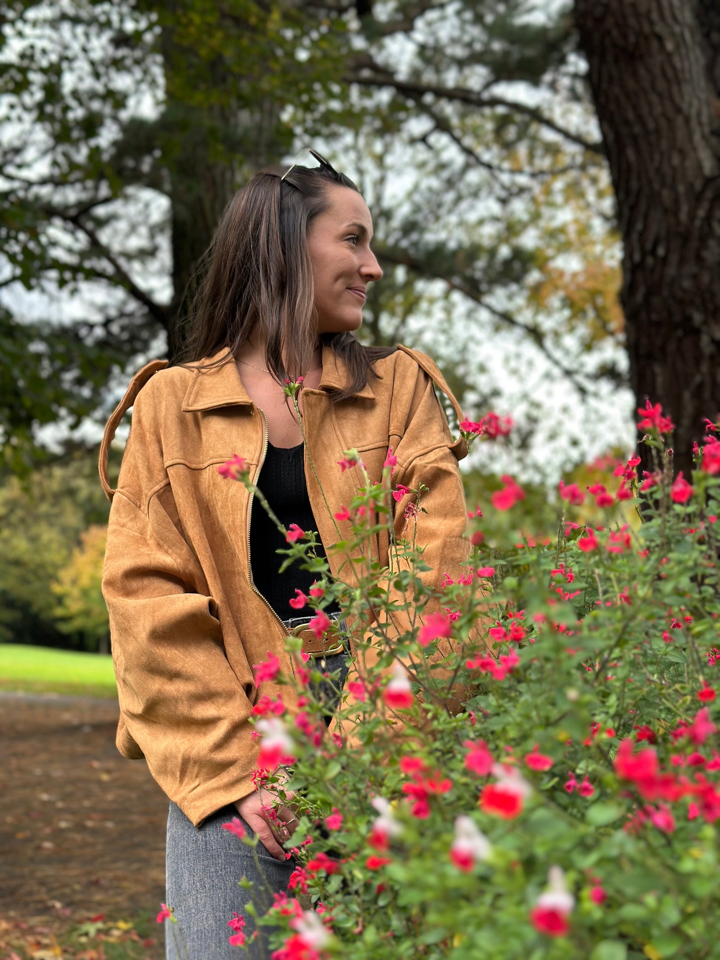 Veste suédine Camel