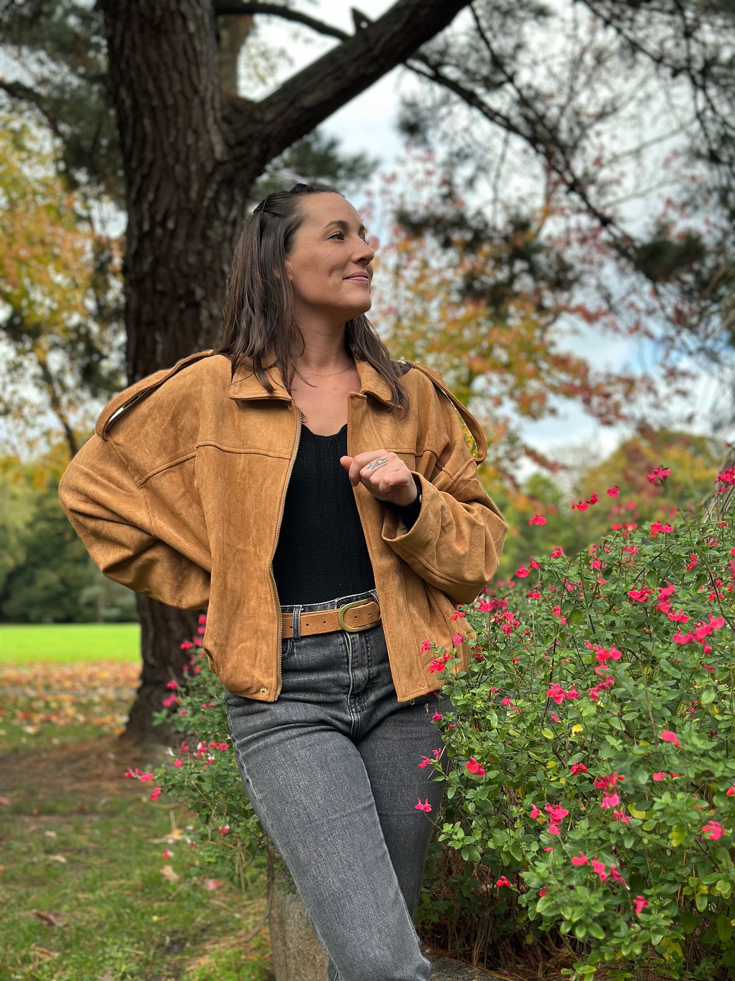 Veste suédine Camel