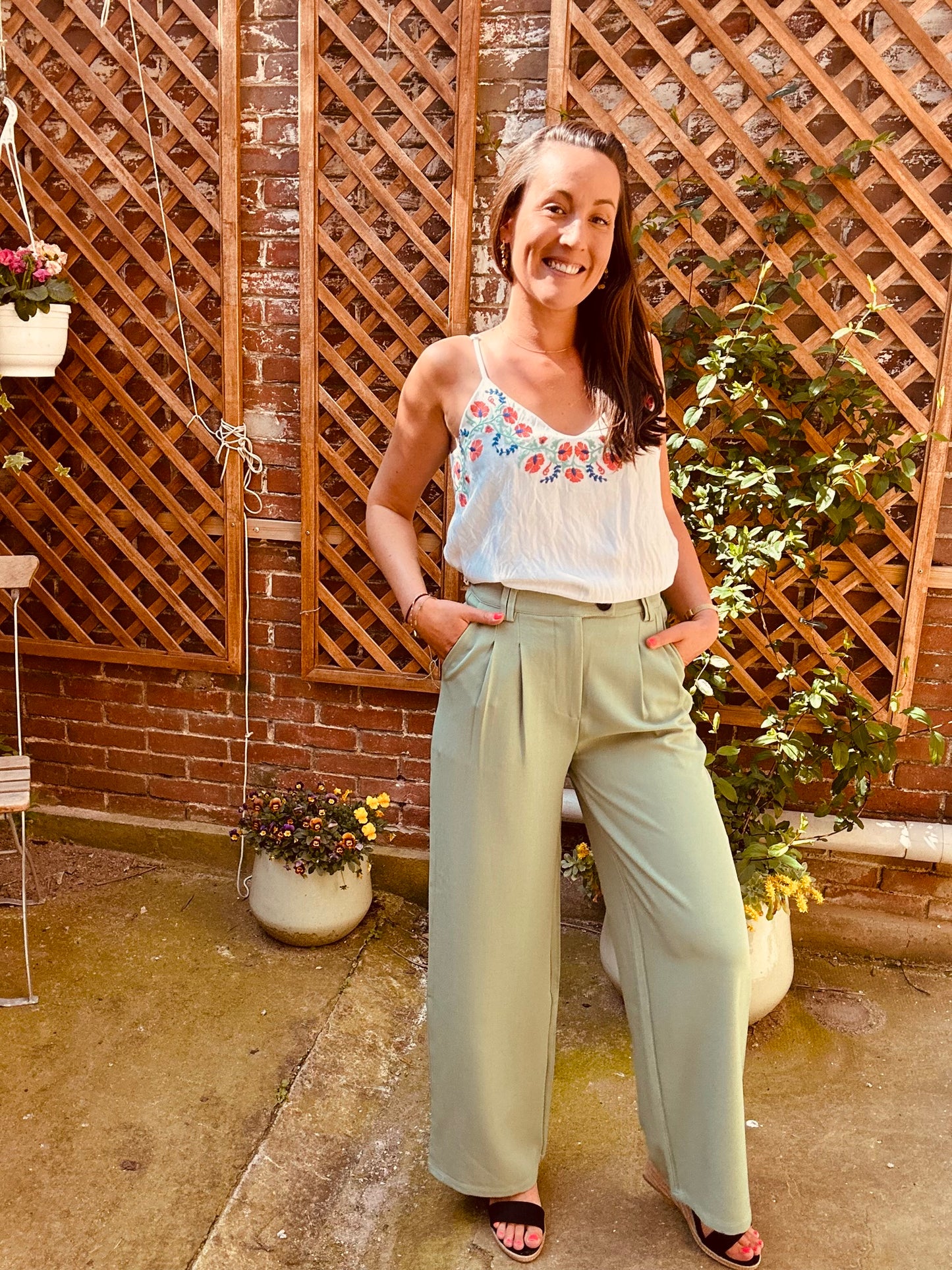 Pantalon vert tailleur