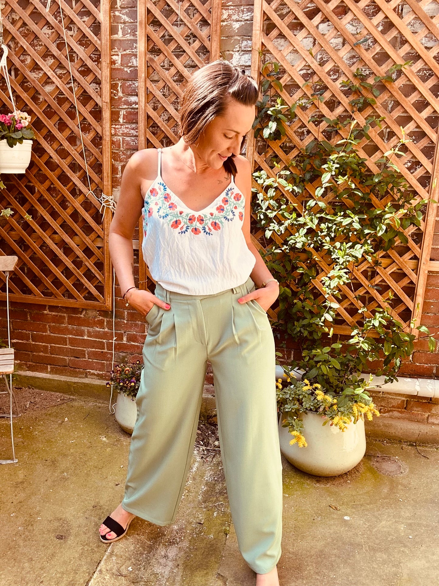 Pantalon vert tailleur