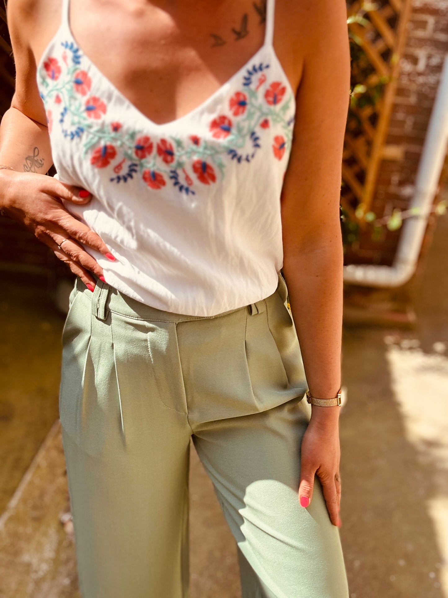 Pantalon vert tailleur