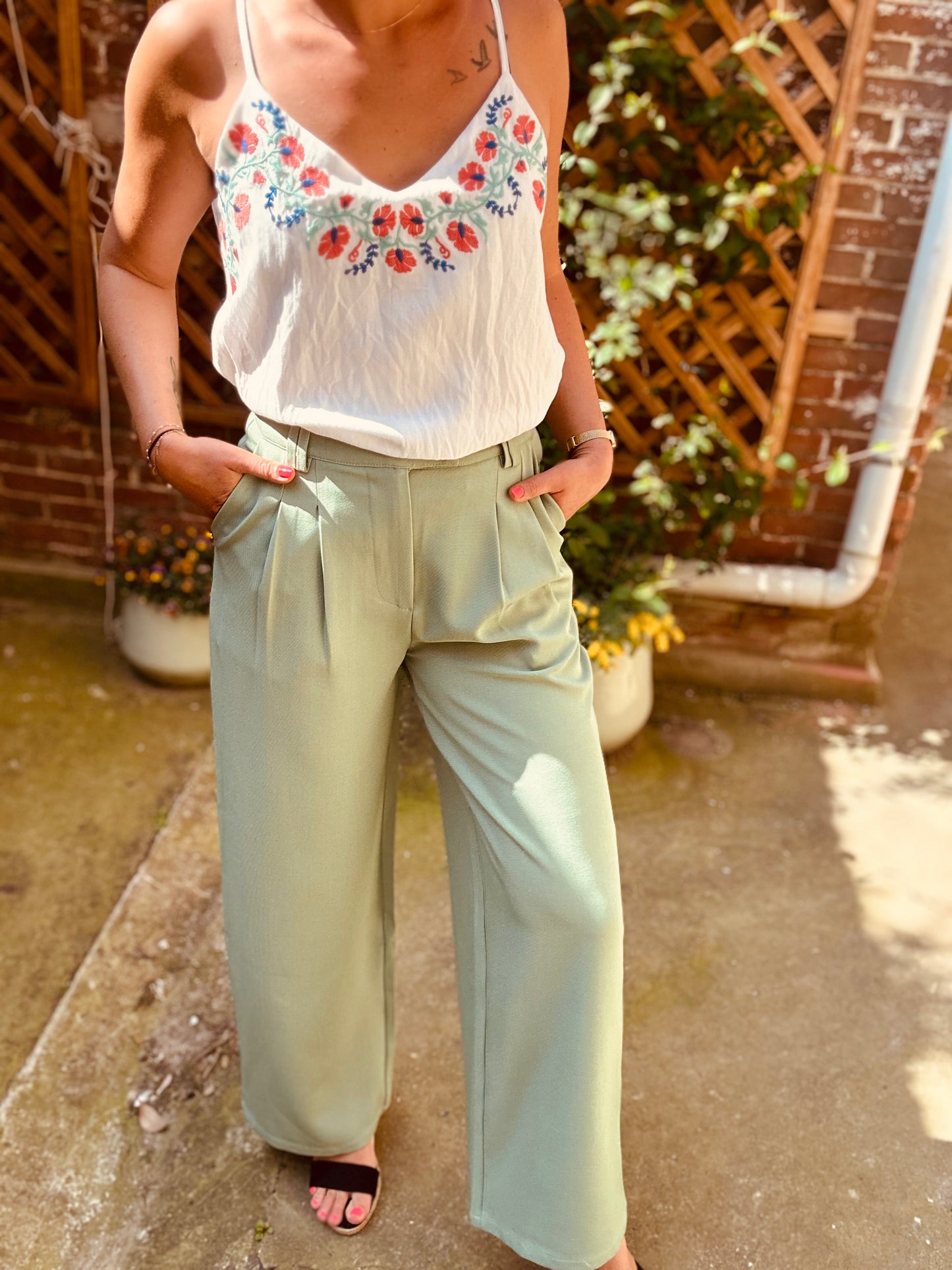 Pantalon vert tailleur