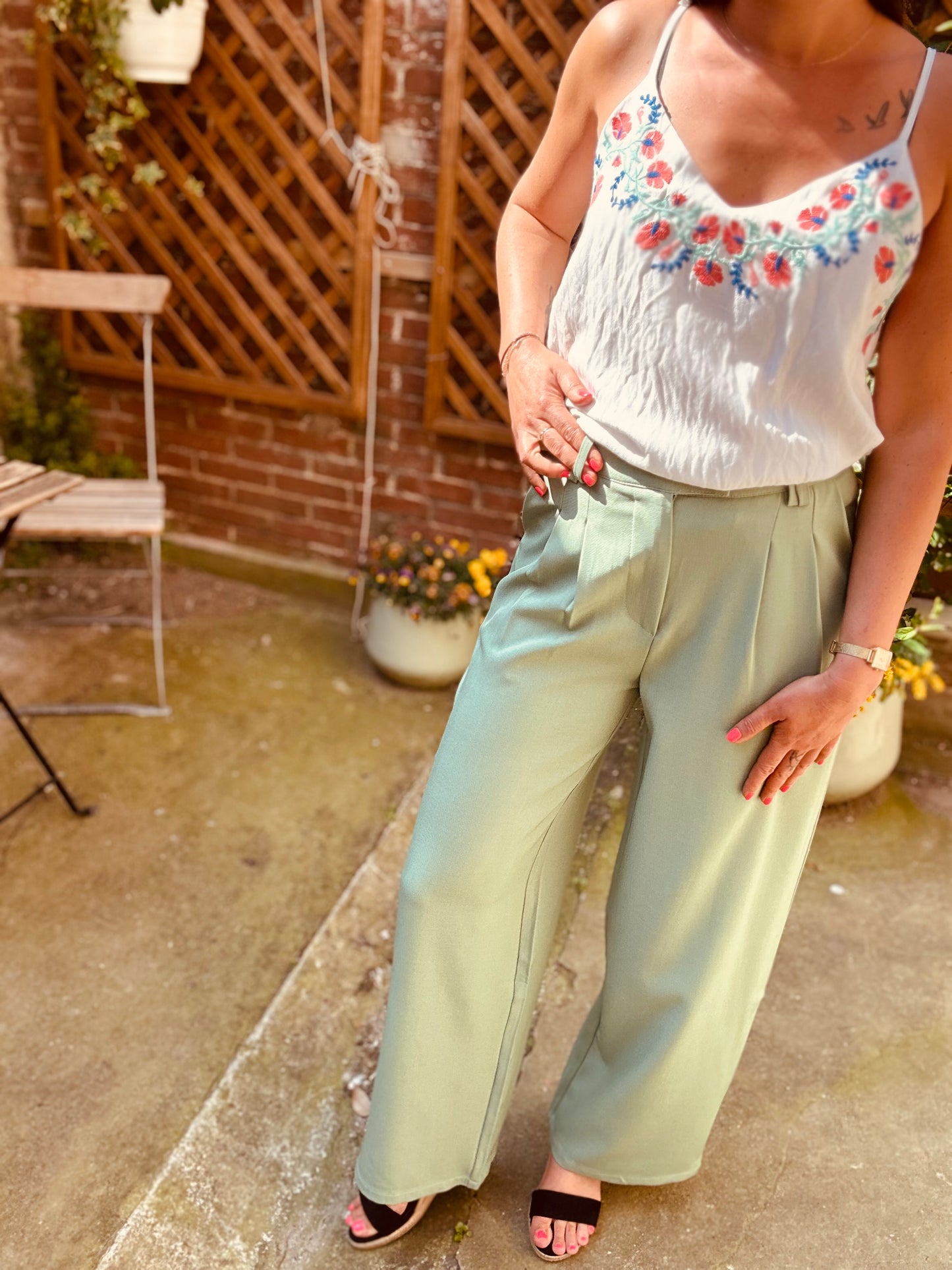 Pantalon vert tailleur