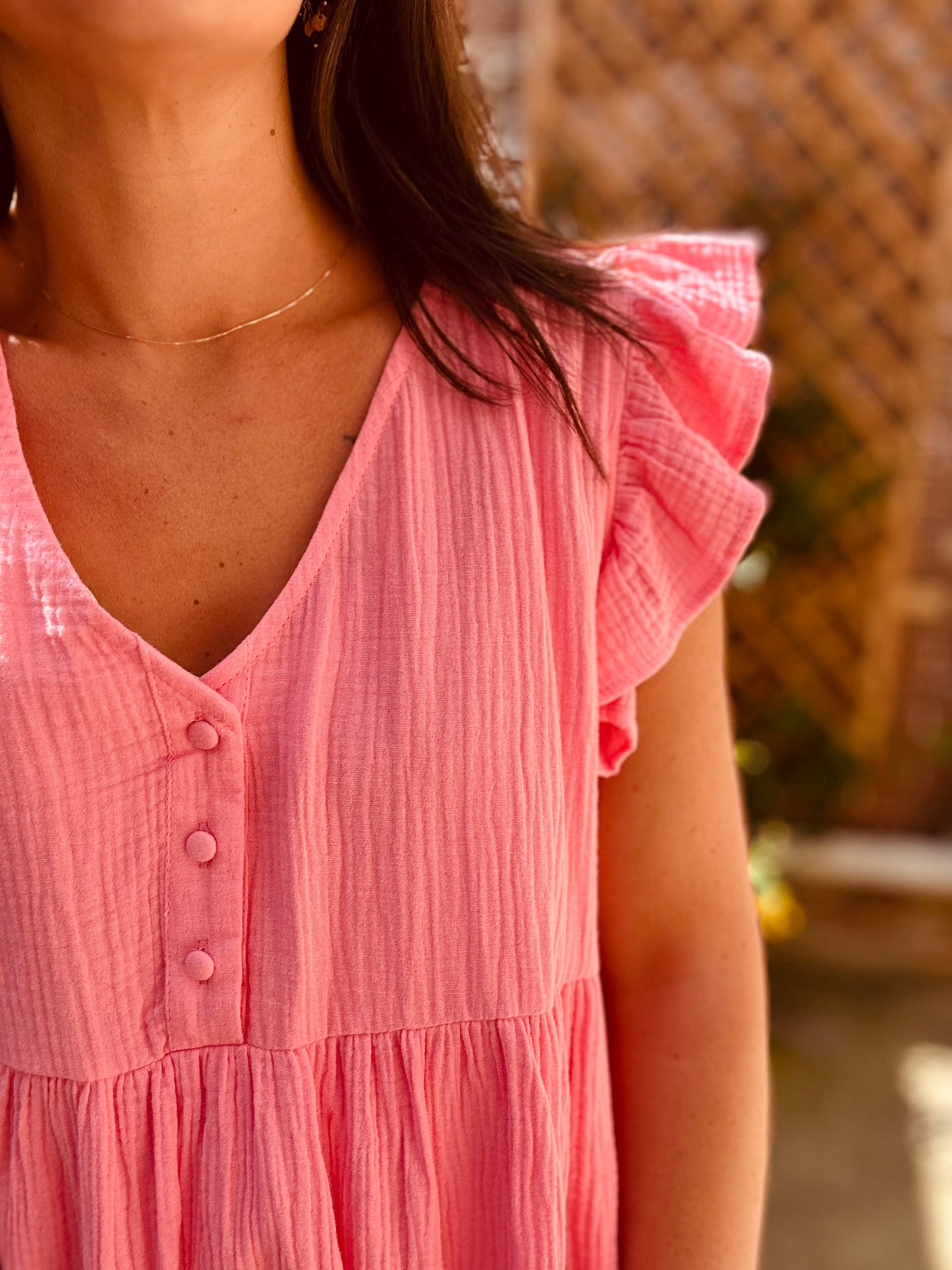 Robe corail gaze de coton
