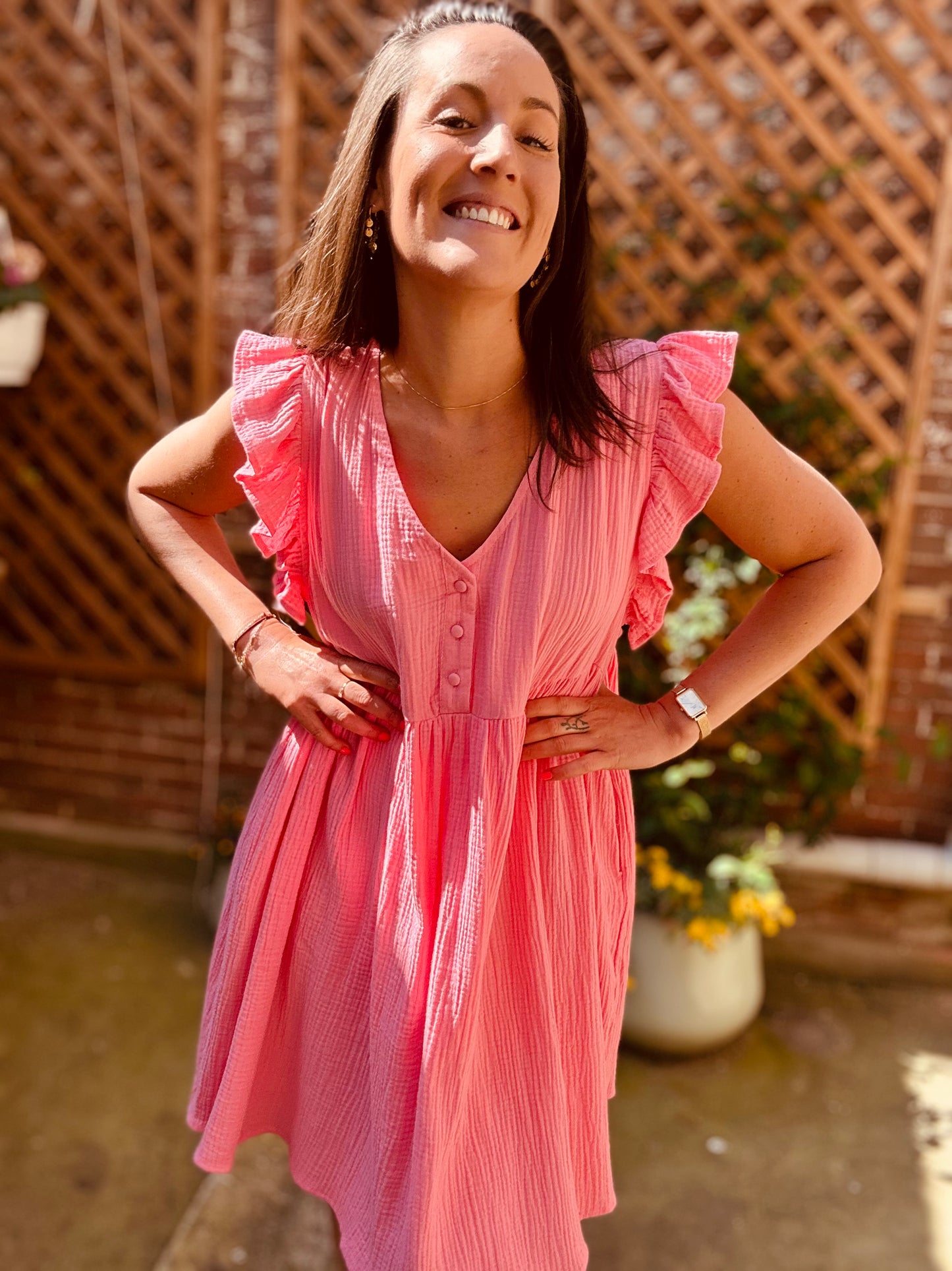Robe corail gaze de coton