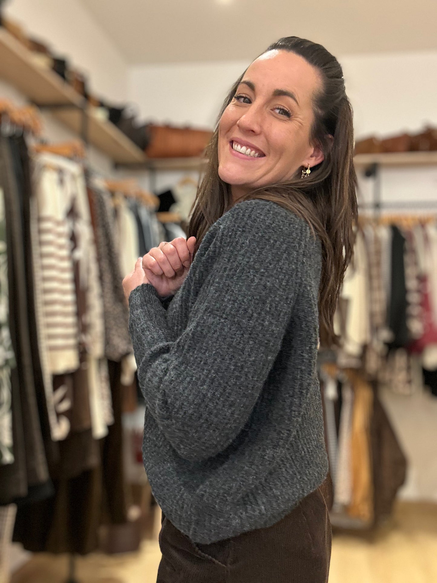 Pull grosse maille anthracite