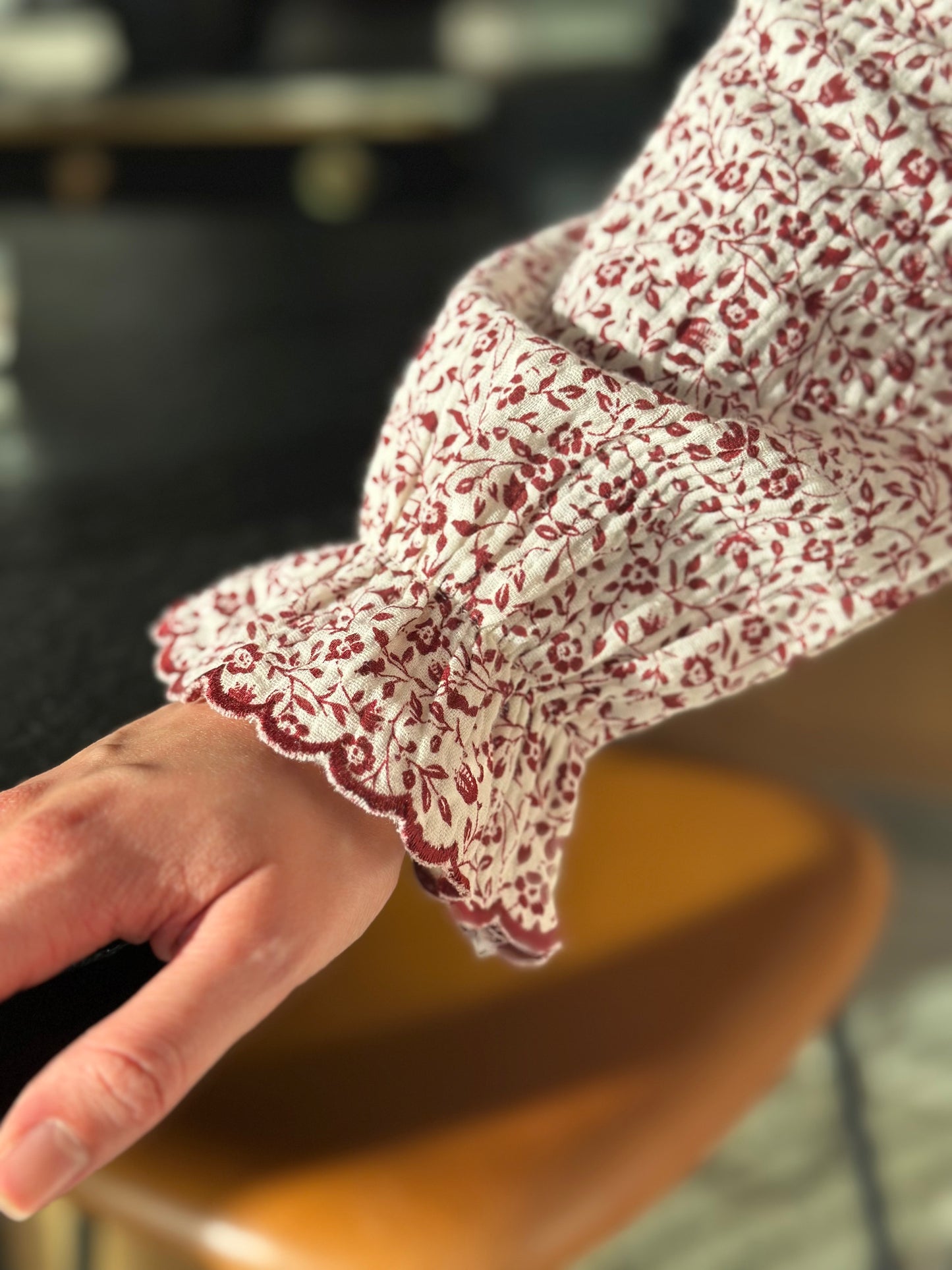 Chemise DG bordeaux fleurs