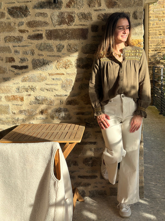 Chemise kaki brodée DG