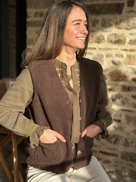 Veste choco S/manche moumoute