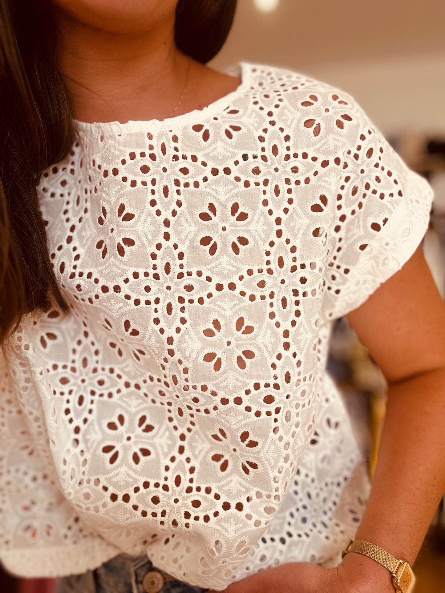Haut broderie anglaise blanc