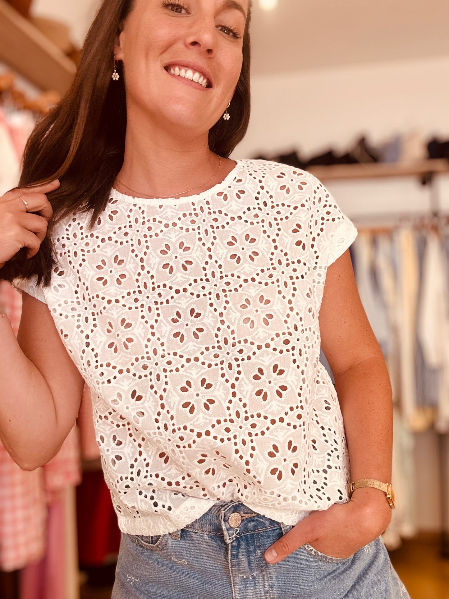 Haut broderie anglaise blanc