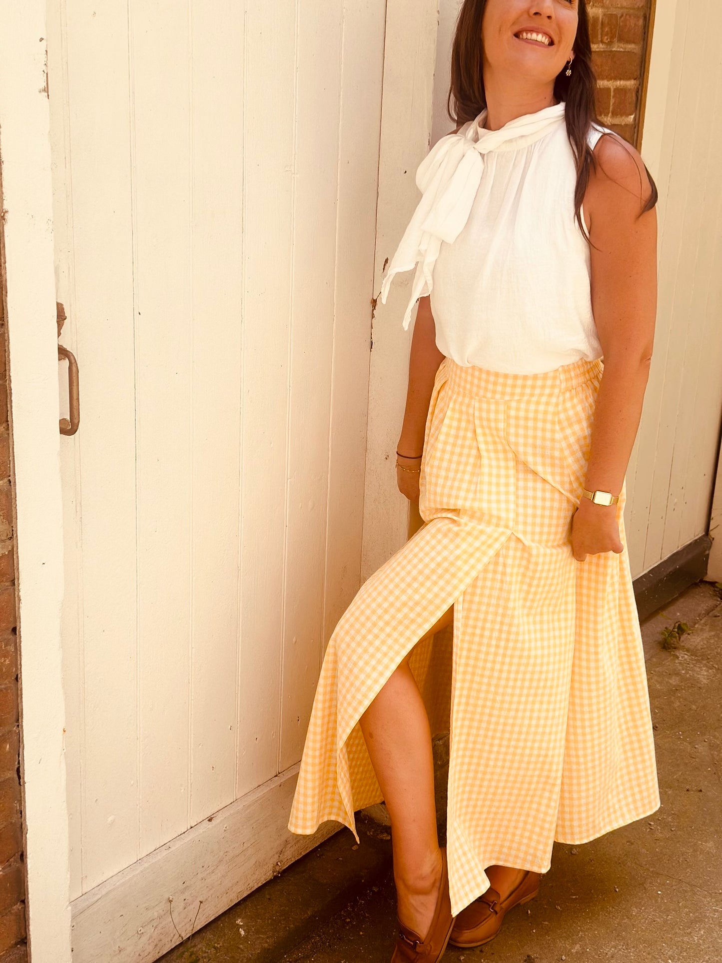Jupe longue vichy jaune