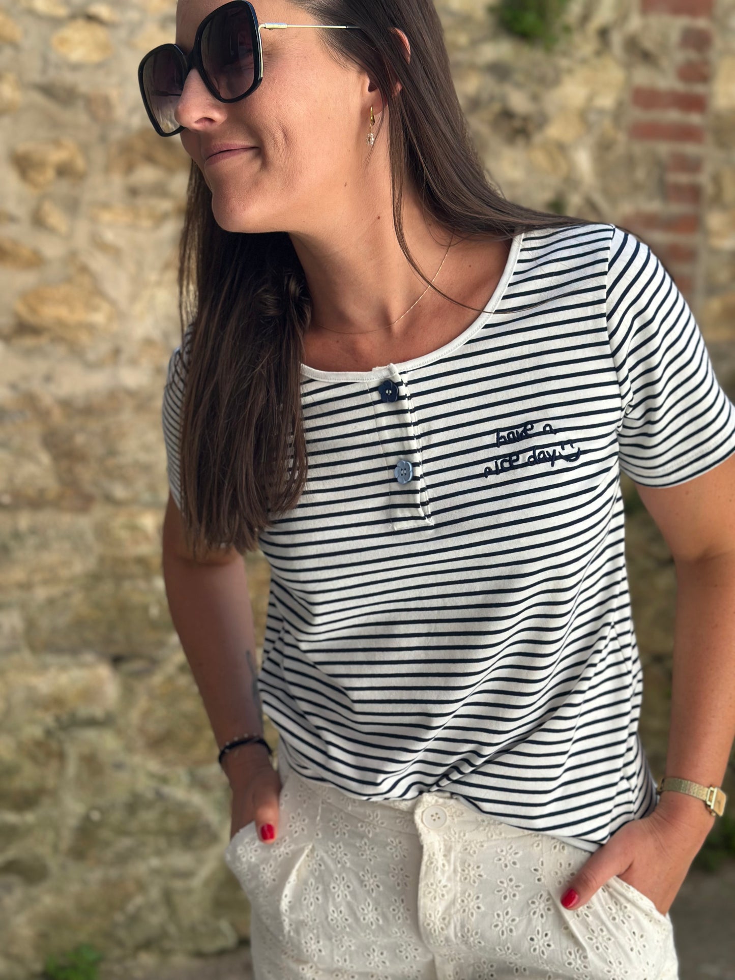 Tee-shirt marinière "Have a nice day"