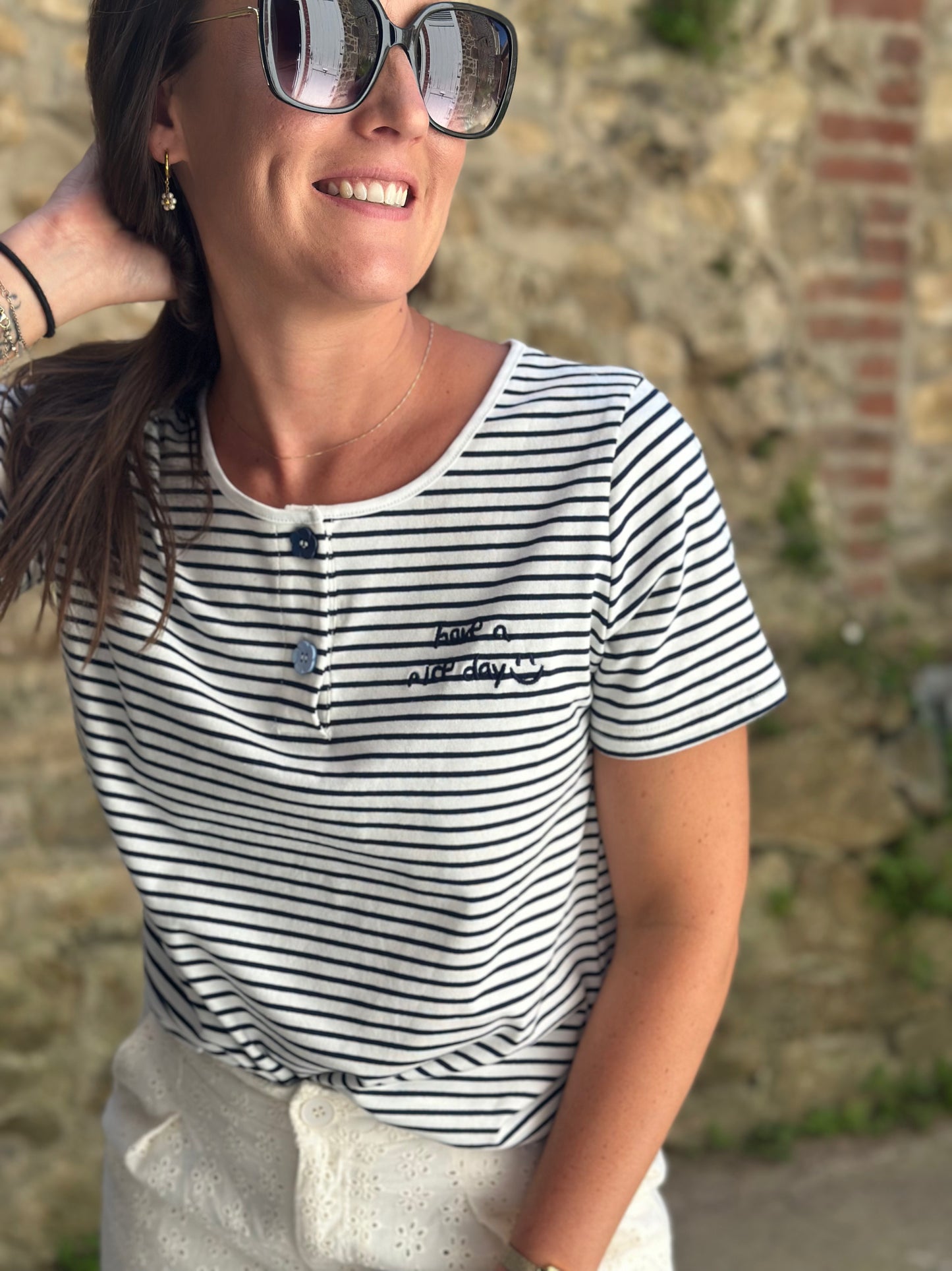 Tee-shirt marinière "Have a nice day"