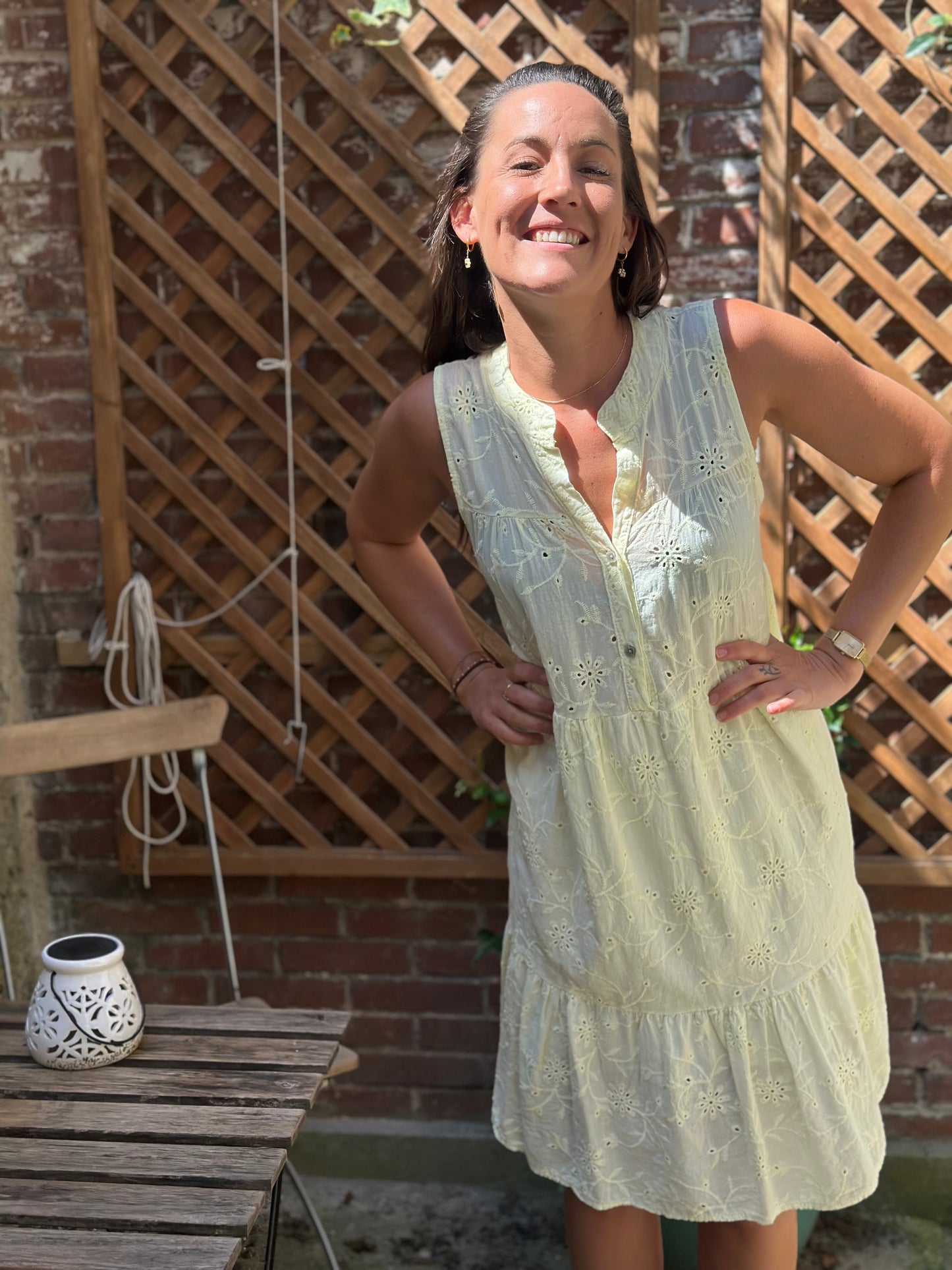 Robe mi-longue jaune anglaise