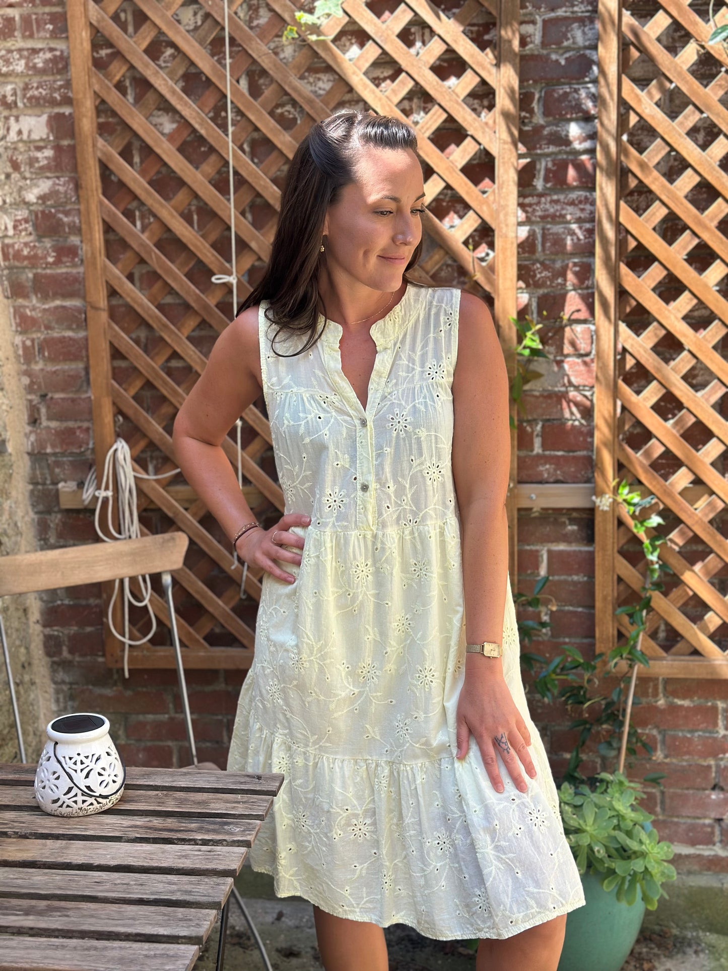 Robe mi-longue jaune anglaise