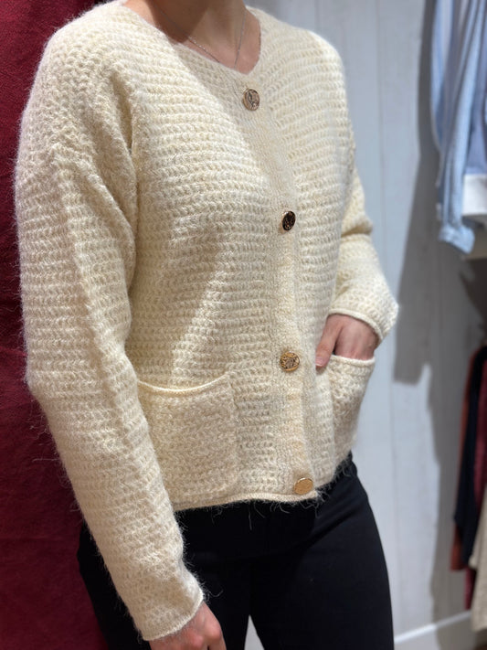 Gilet grosse maille écru