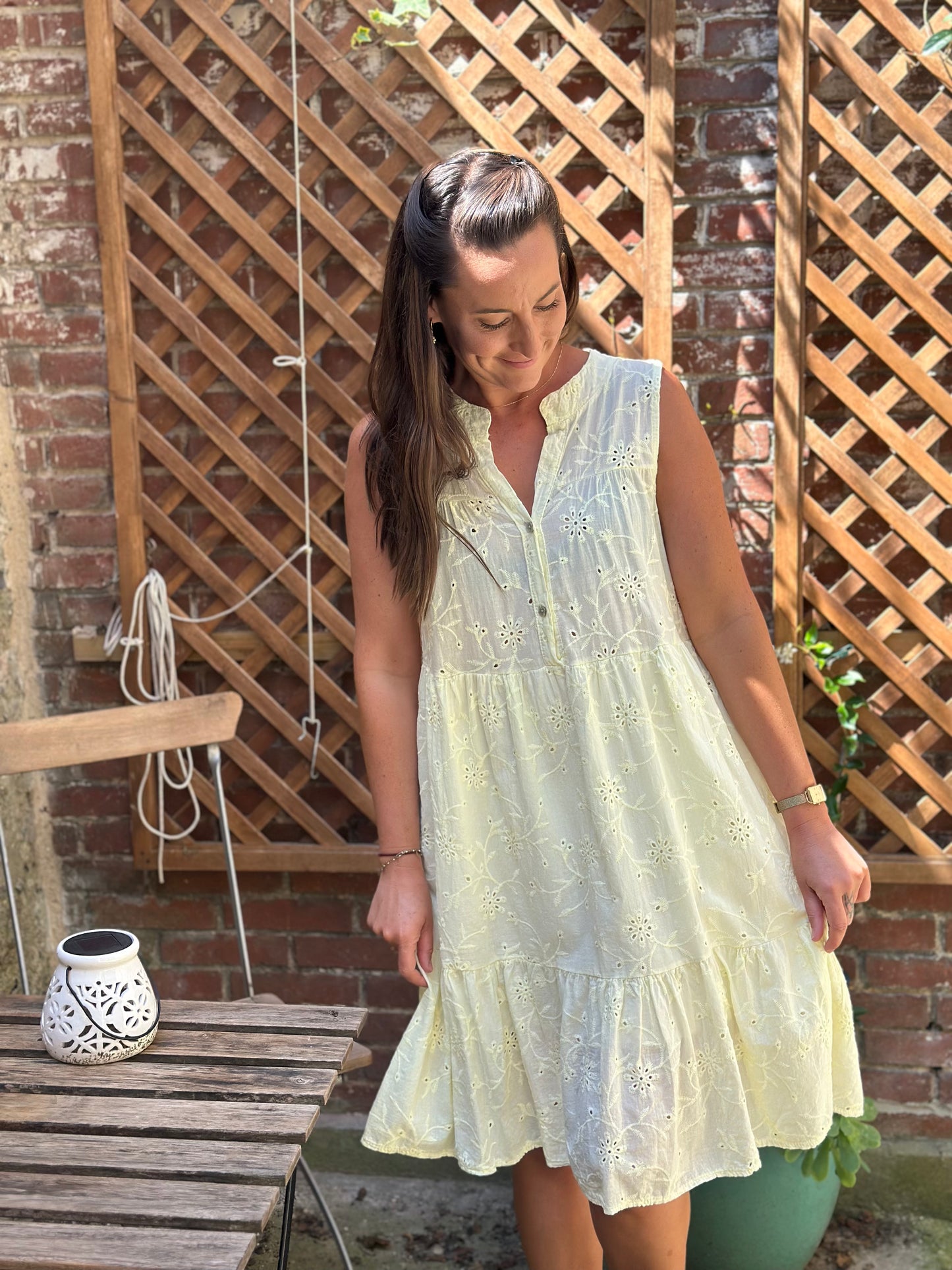 Robe mi-longue jaune anglaise