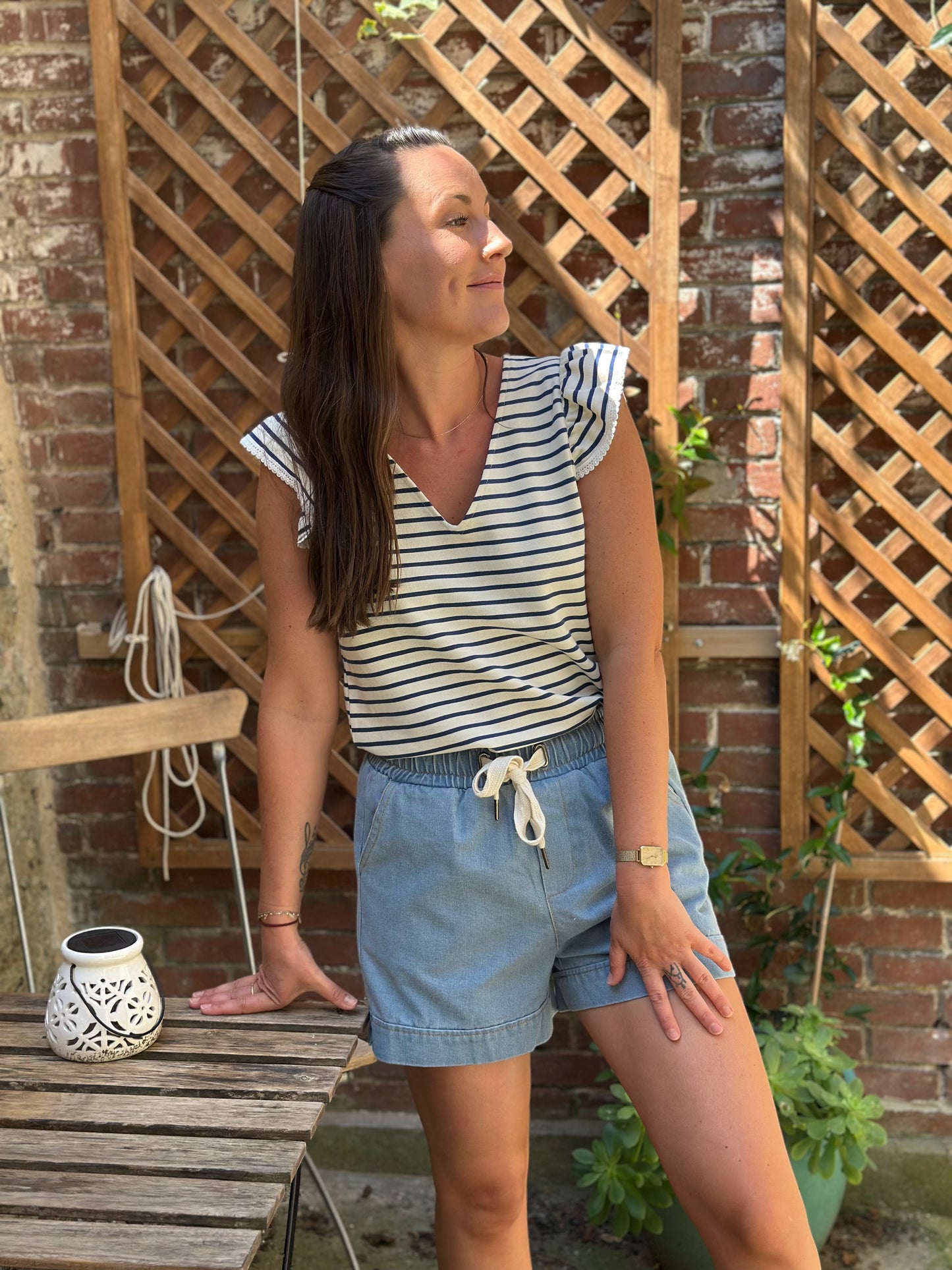 Tee-shirt marinière volants