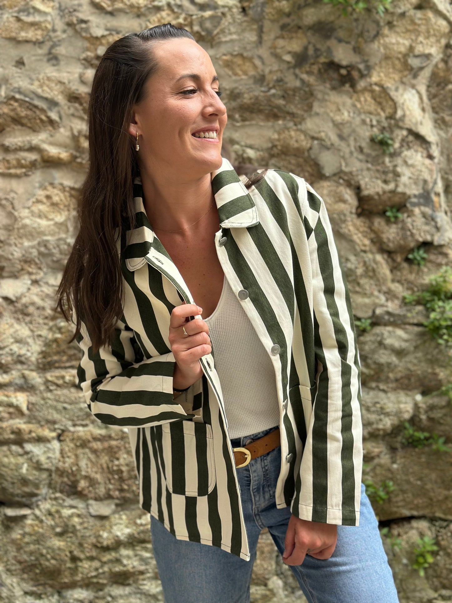 Veste rayure kaki
