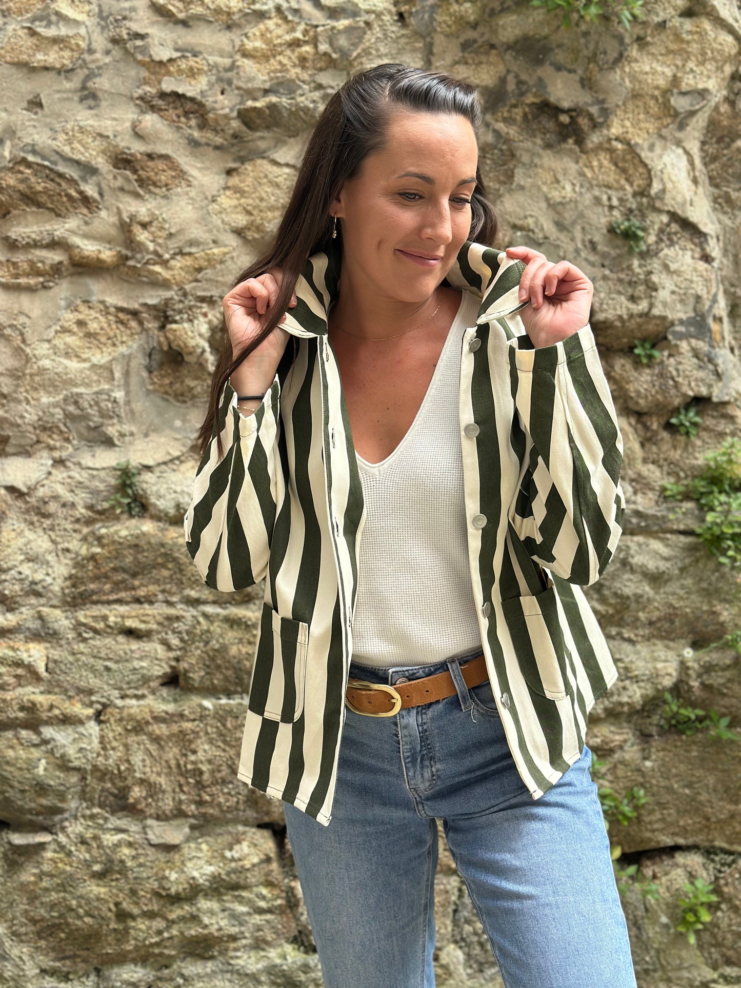 Veste rayure kaki