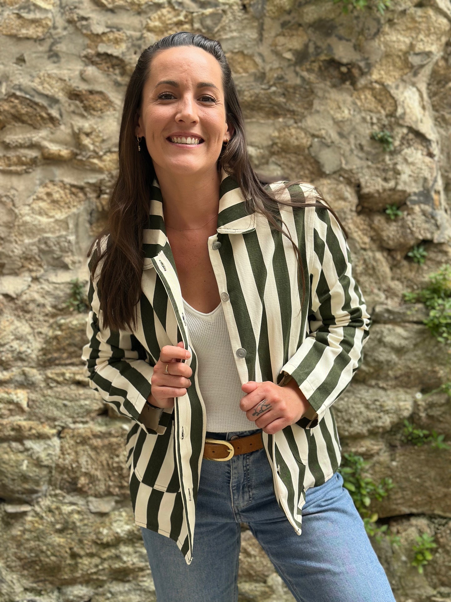 Veste rayure kaki