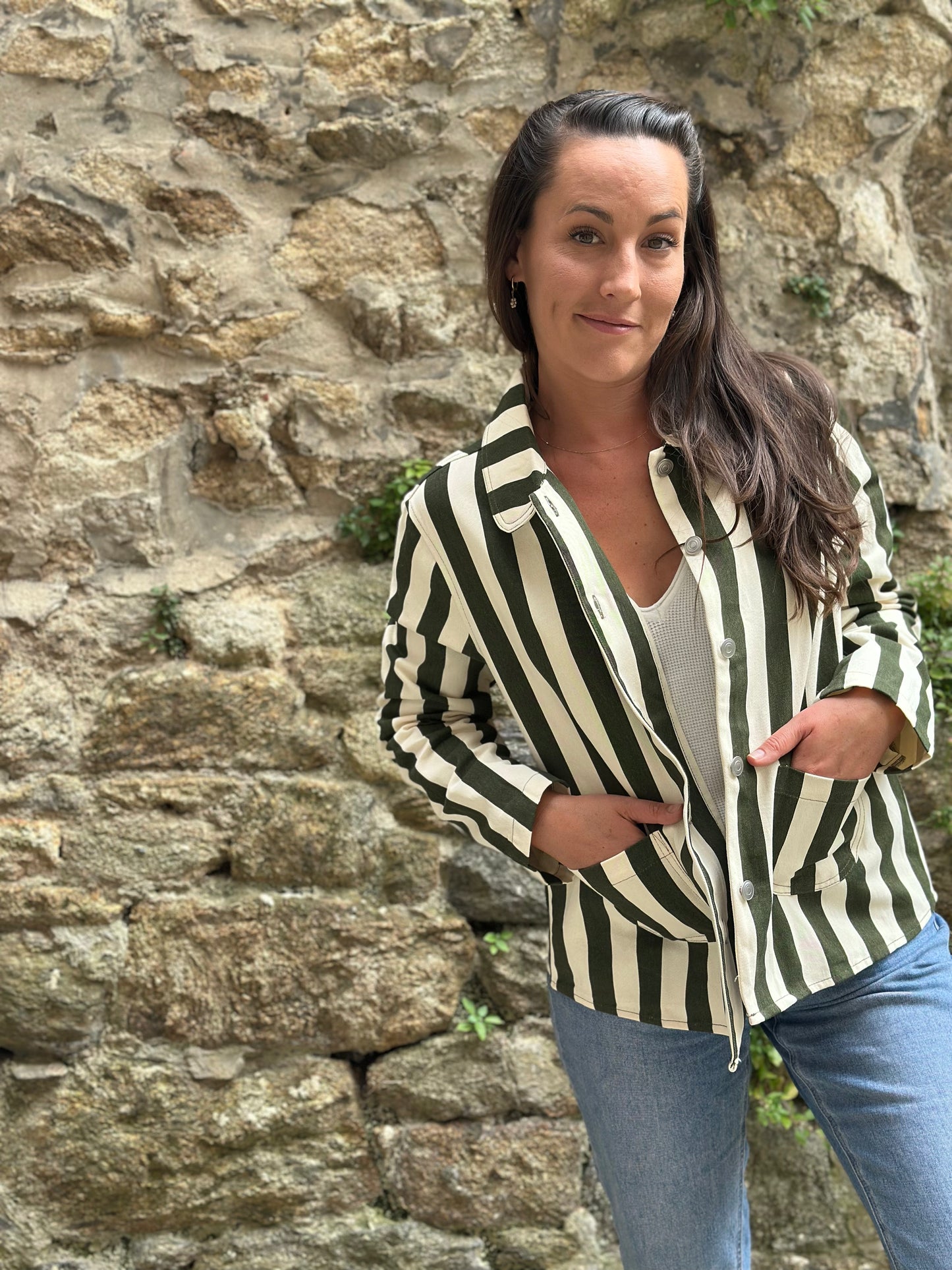 Veste rayure kaki