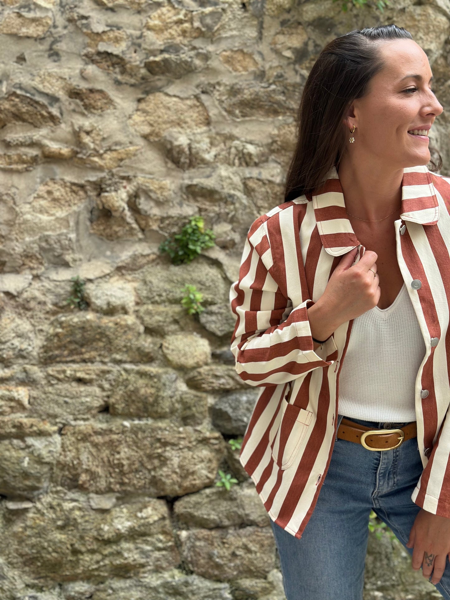 Veste rayure rouille