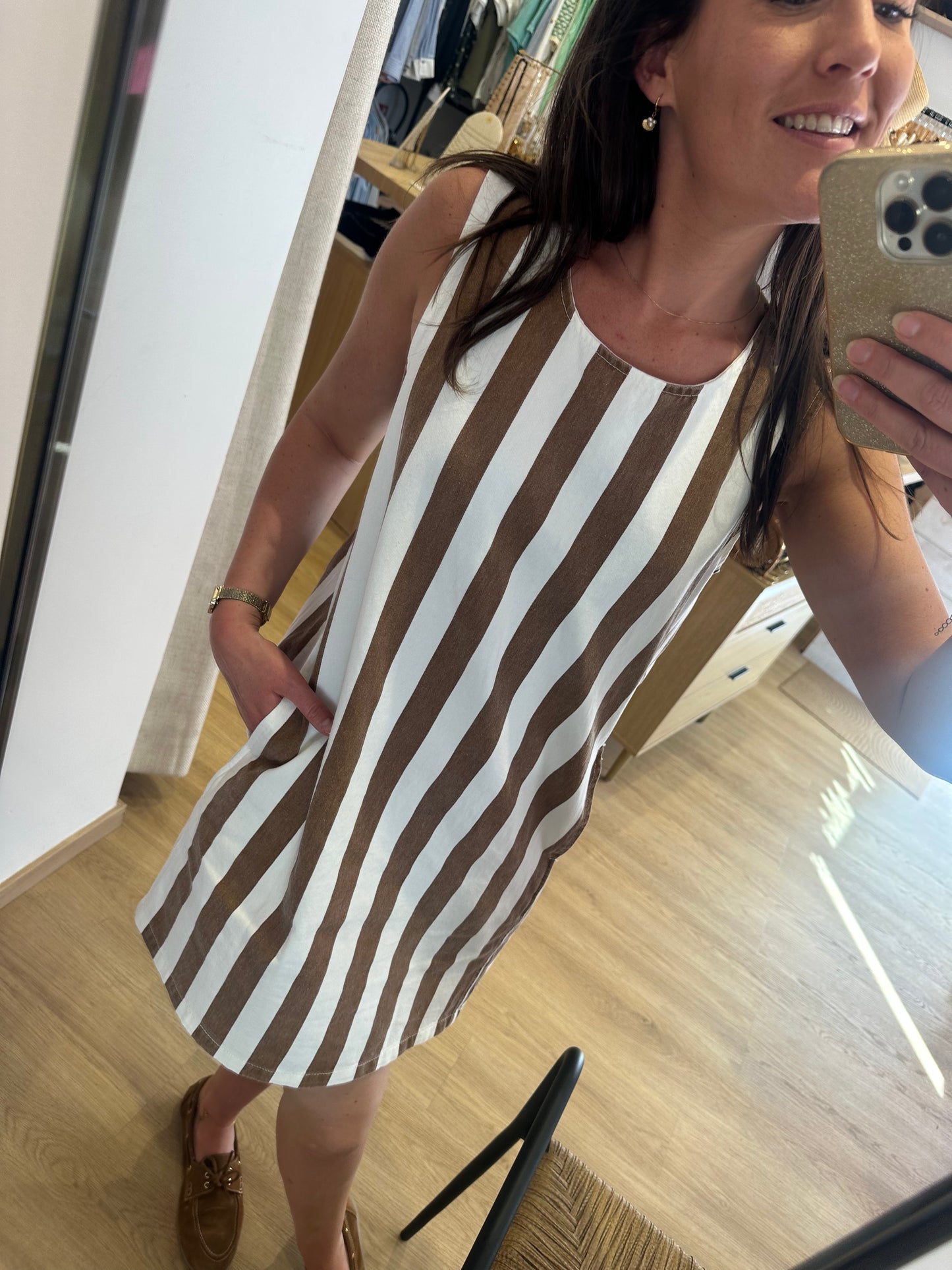 Robe jean rayée choco