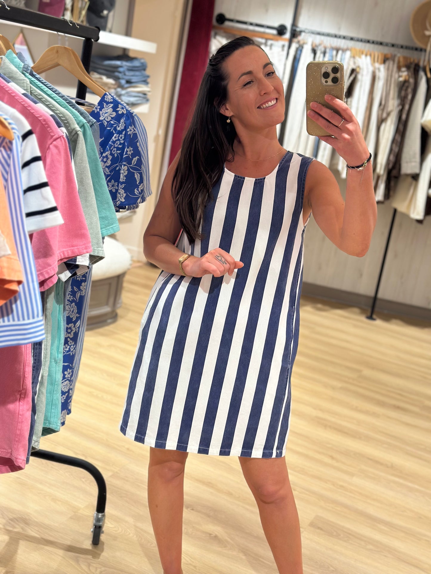 Robe jean rayée bleu