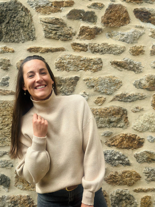 Pull col cheminée taupe