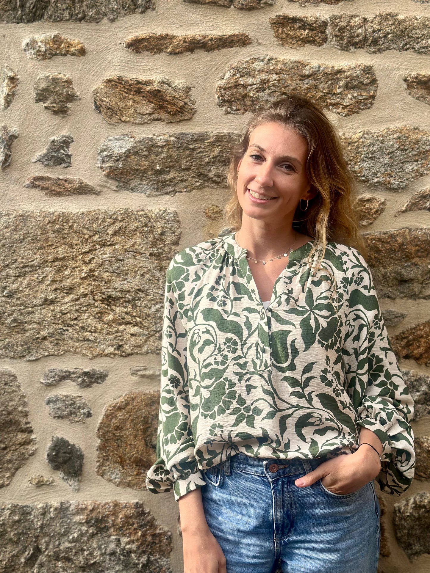 Chemise imprimée kaki