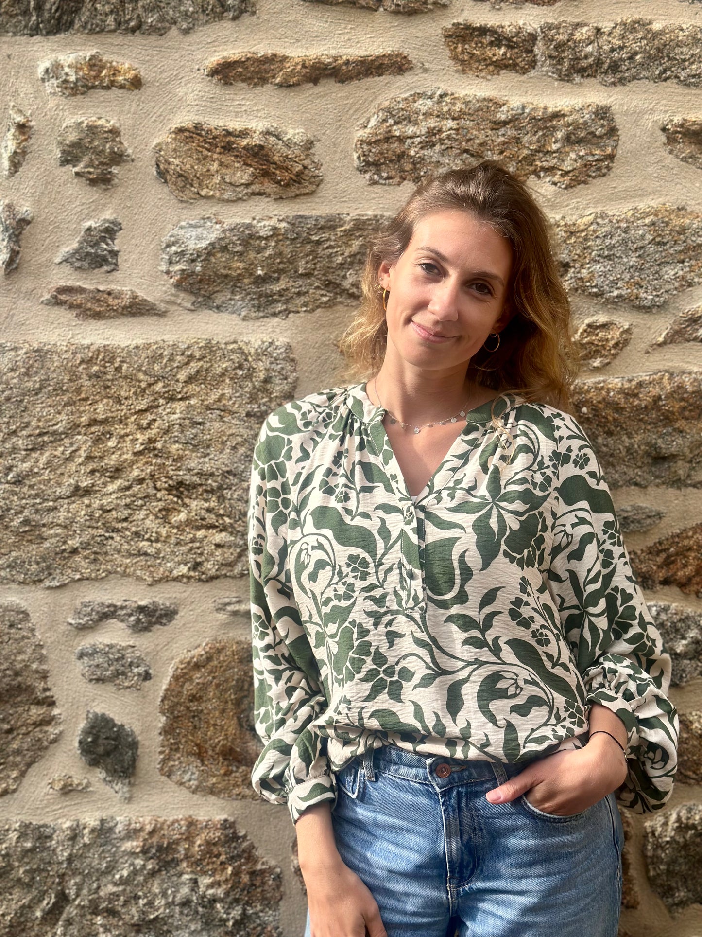 Chemise imprimée kaki