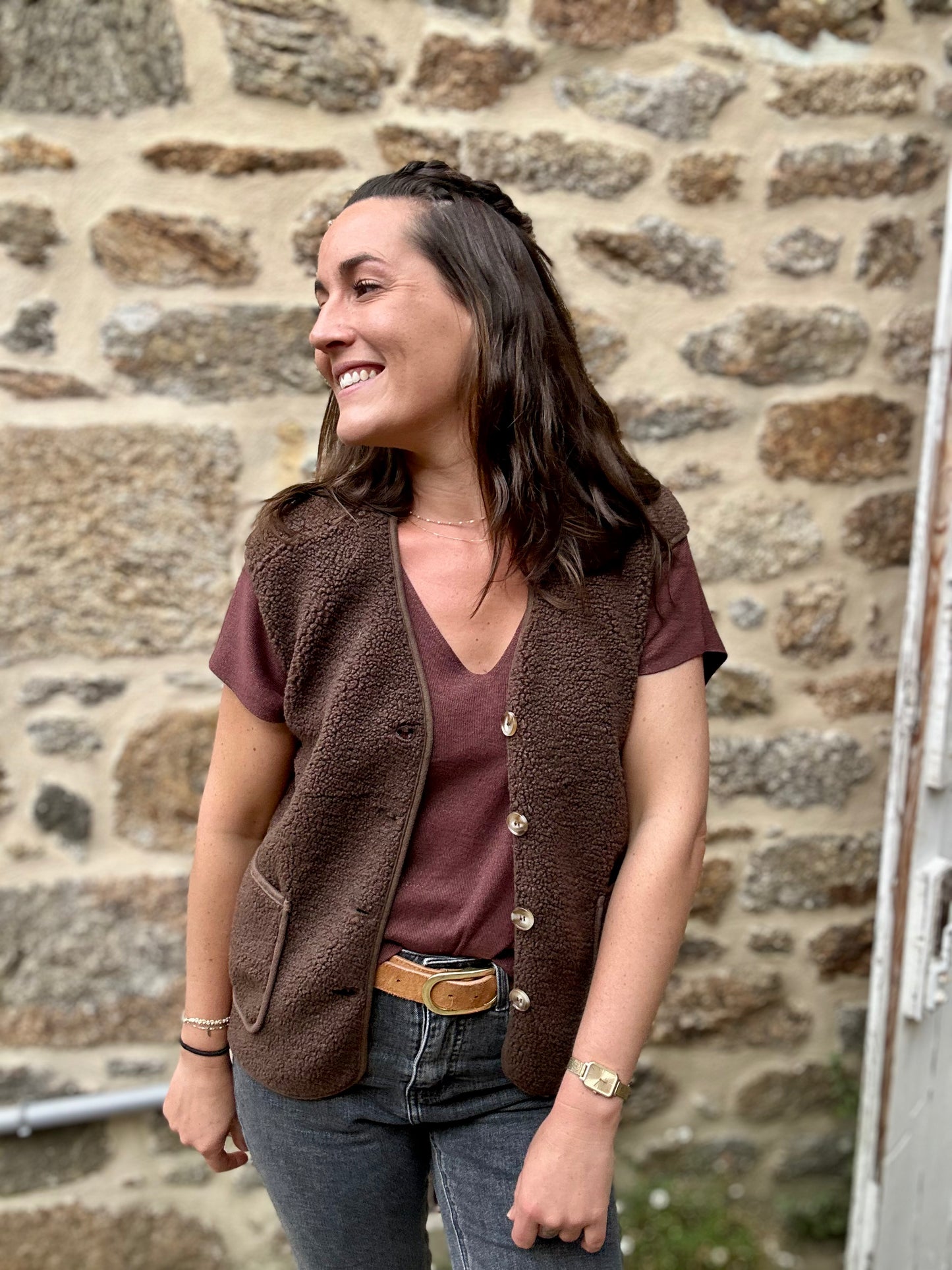 Veste choco S/manche moumoute
