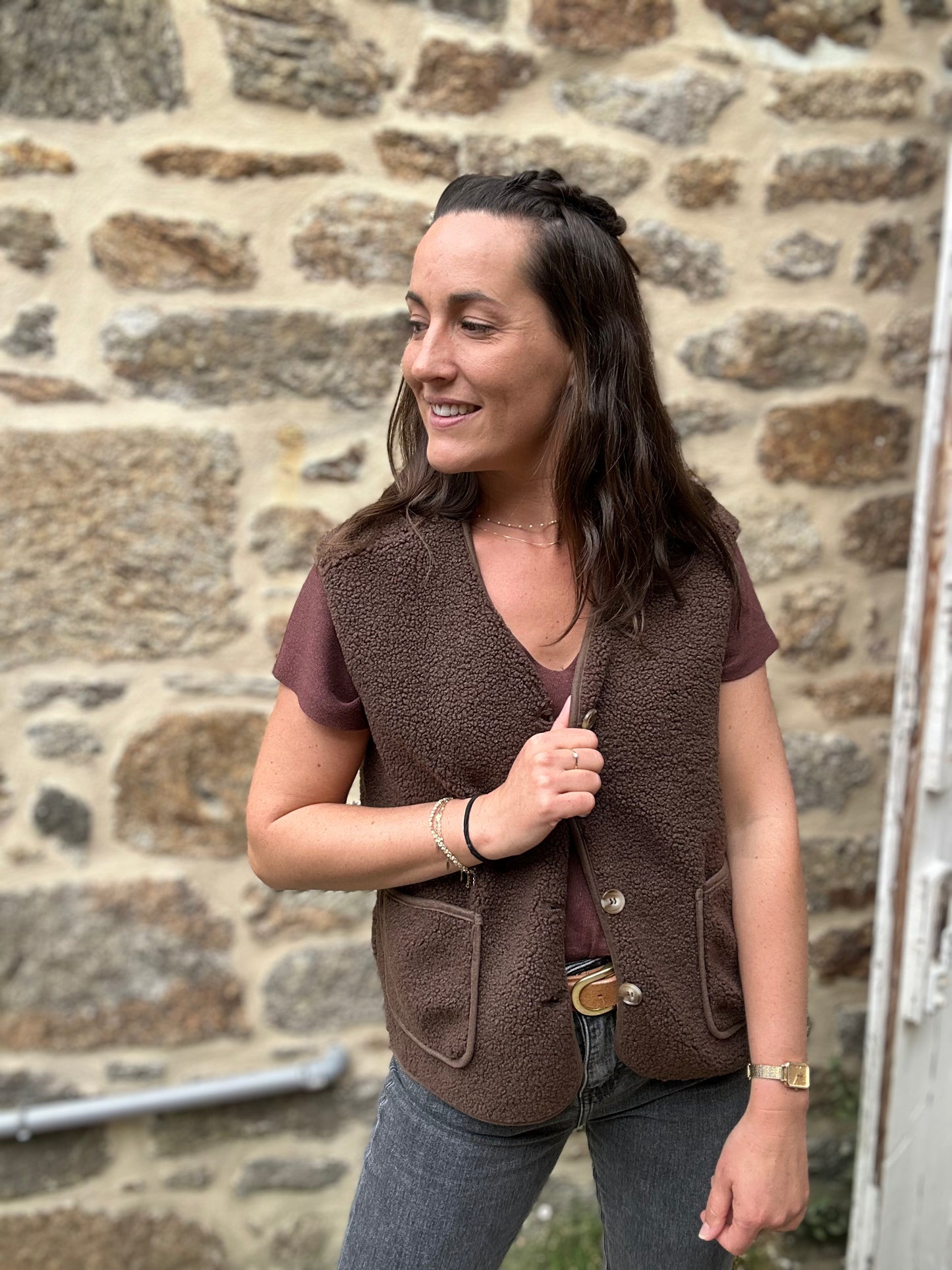 Veste choco S/manche moumoute