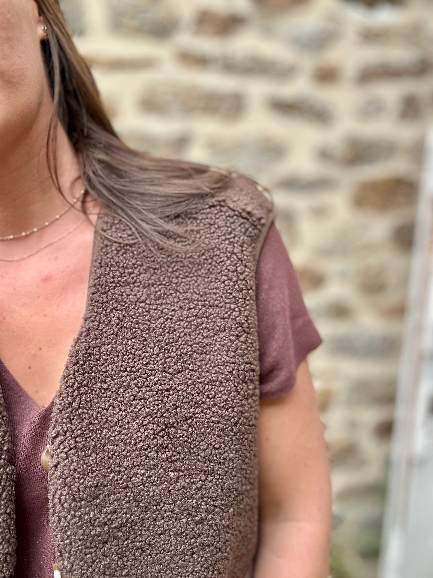 Veste choco S/manche moumoute