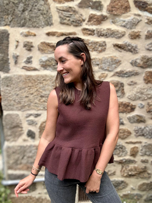 Haut maille coffee bas froufrou