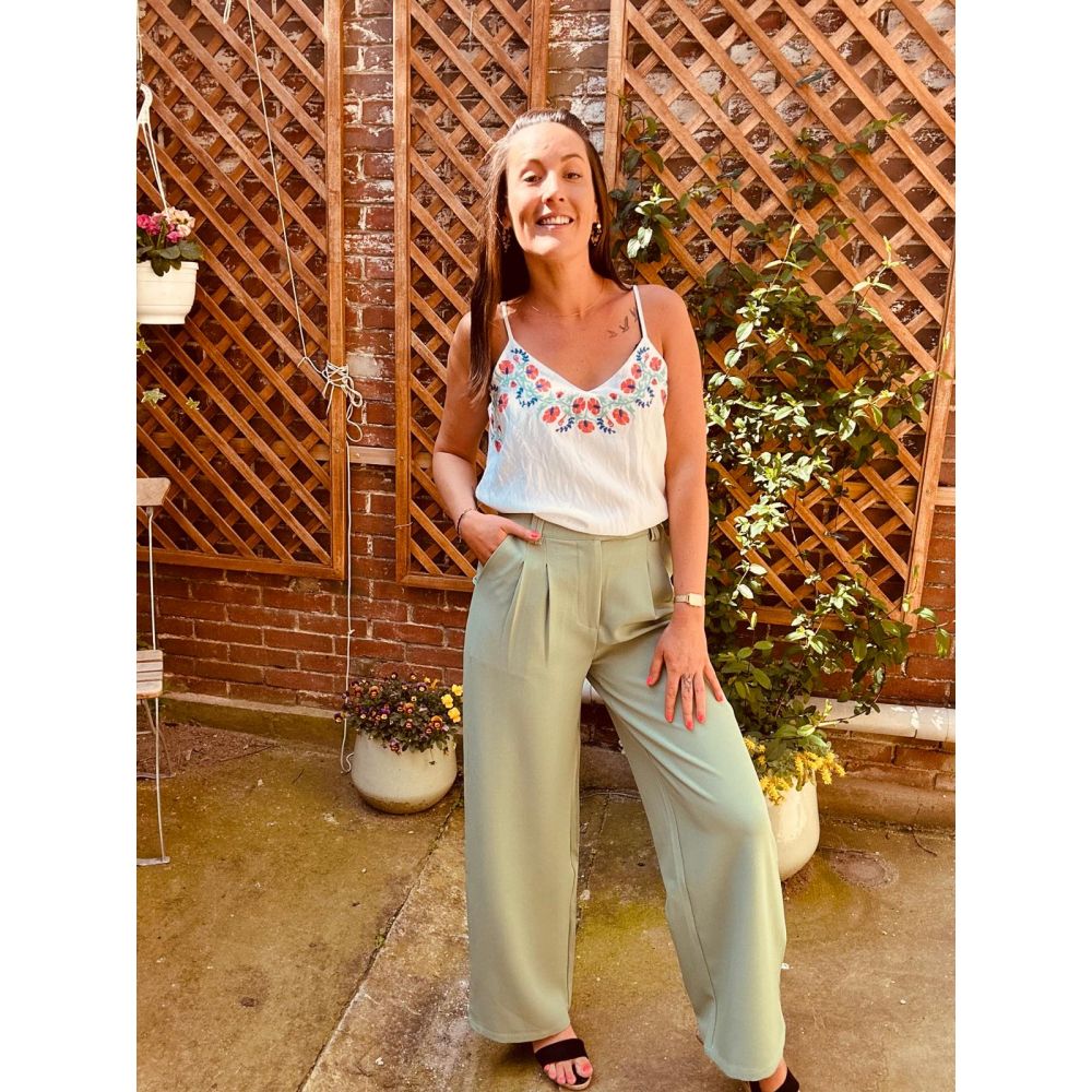 Pantalon vert tailleur