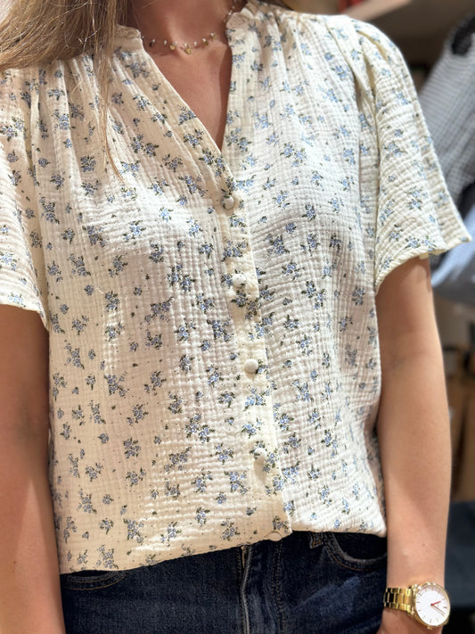 Blousette DG fleurs bleu